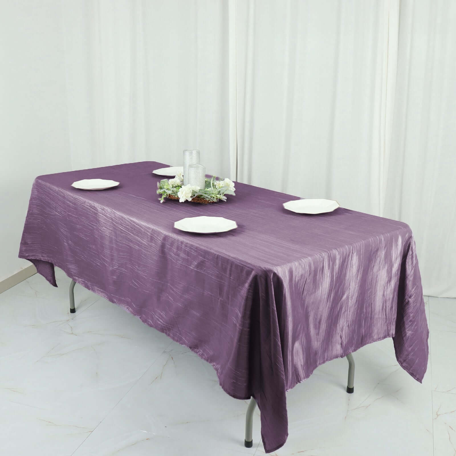Violet Amethyst Accordion Crinkle Taffeta 60x102 Rectangle Tablecloth