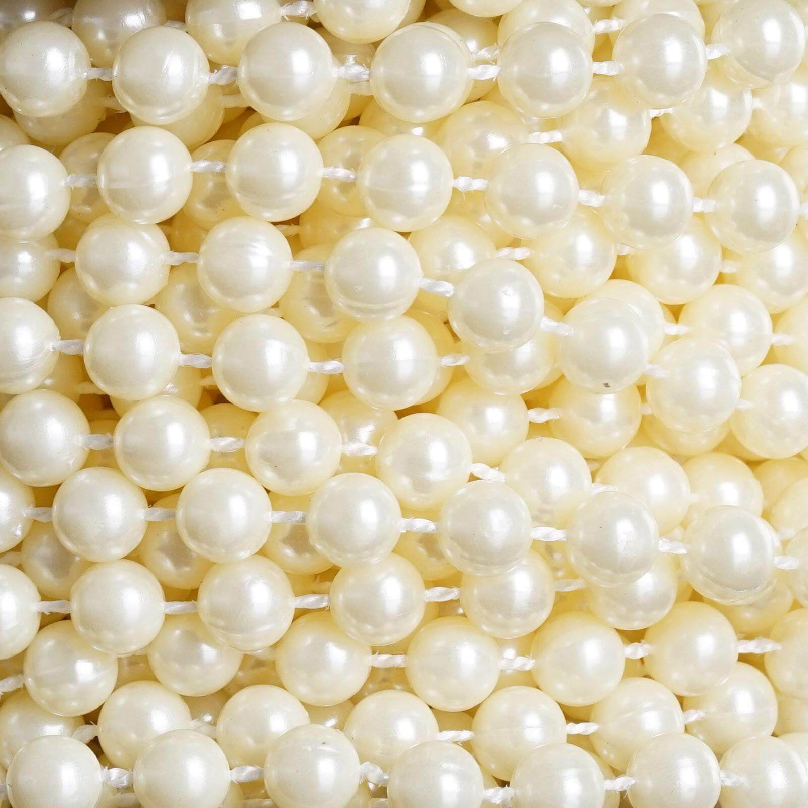 Ivory Faux Pearl Beads for DIY Crafts - 12 Yards Lustrous String