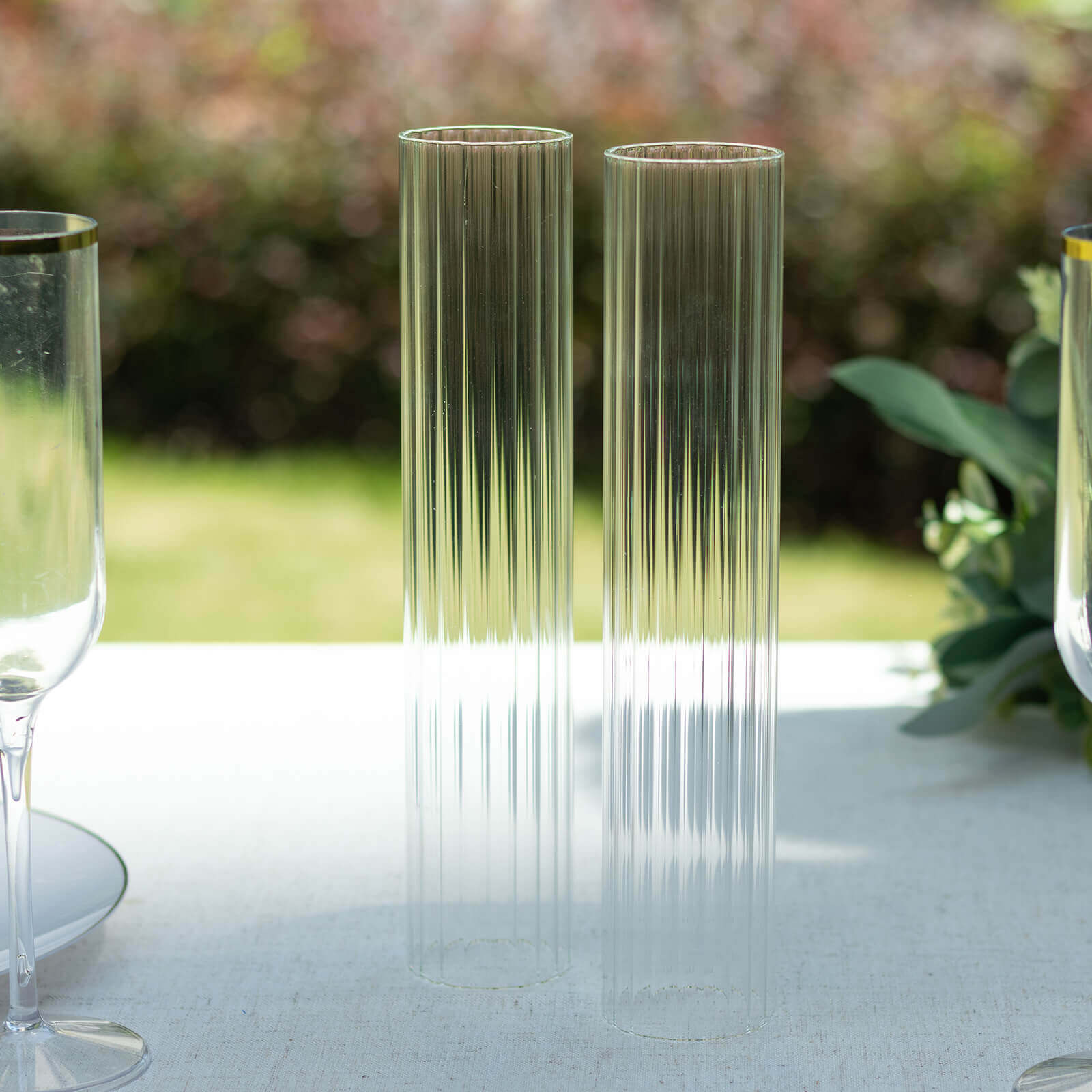 Hot Deal! 2-Pack Clear Ribbed Glass Hurricane Shades for Stylish Table Centerpiece Candelabra