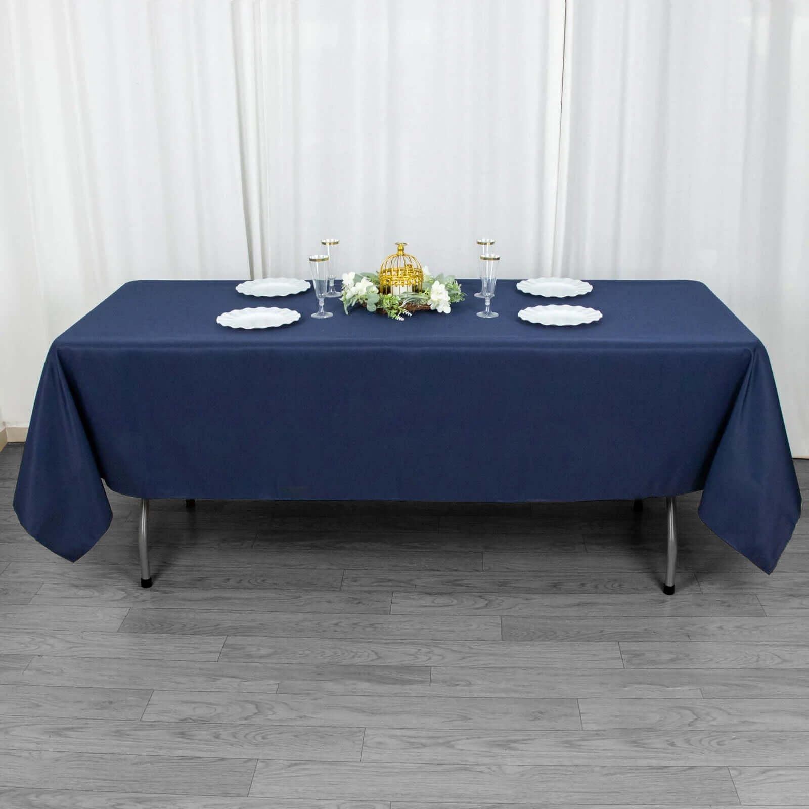 Exclusive Navy Blue 60x102 Rectangle Polyester Tablecloth - 220GSM Durable & Wrinkle-Free