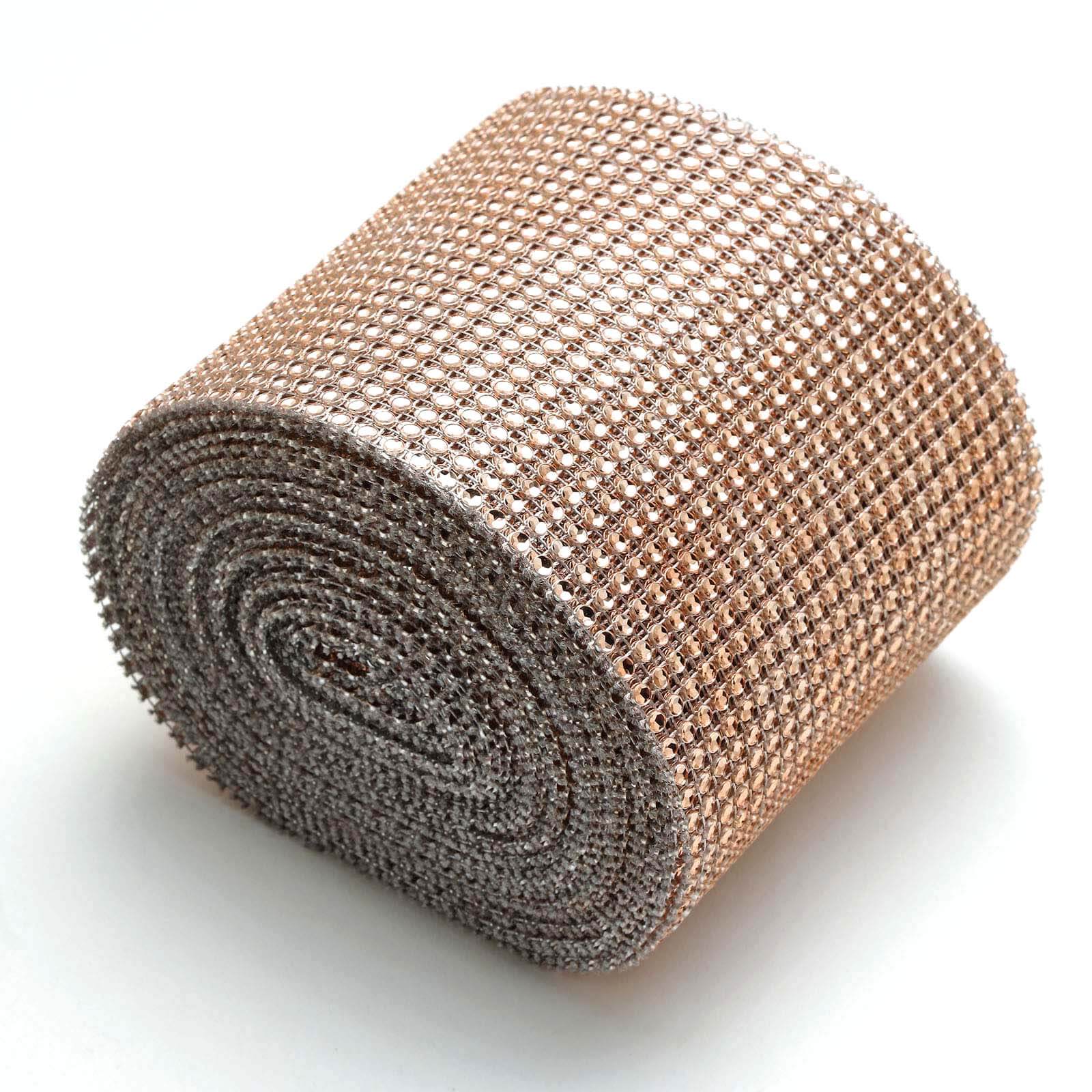Hot Sale! 5x10 Yards Champagne Shiny Diamond Rhinestone Ribbon Roll for DIY Crafts and Decor