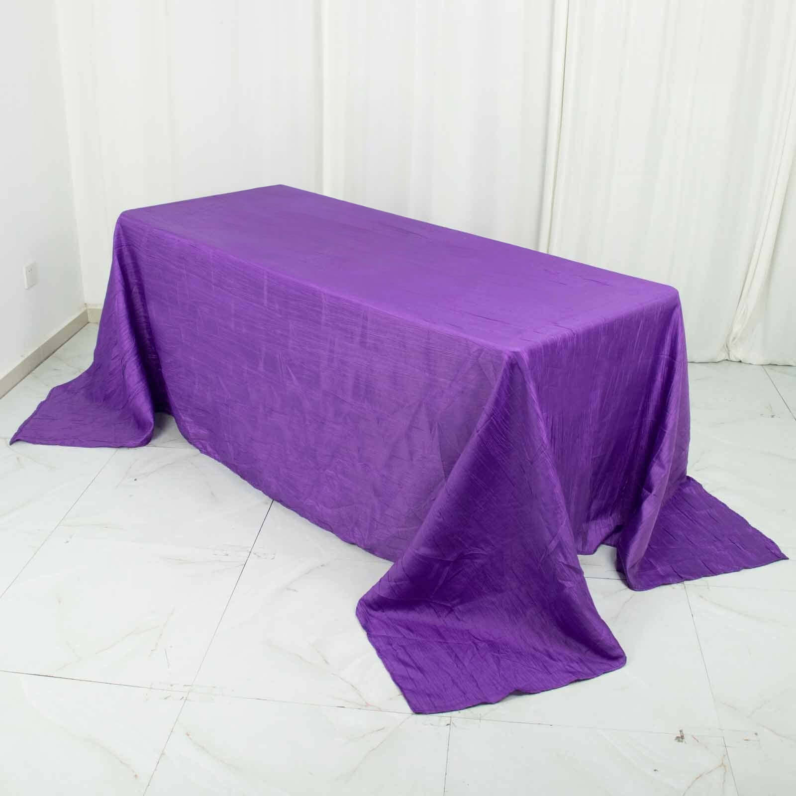 Purple Seamless Accordion Crinkle Taffeta Rectangle Tablecloth 90x132