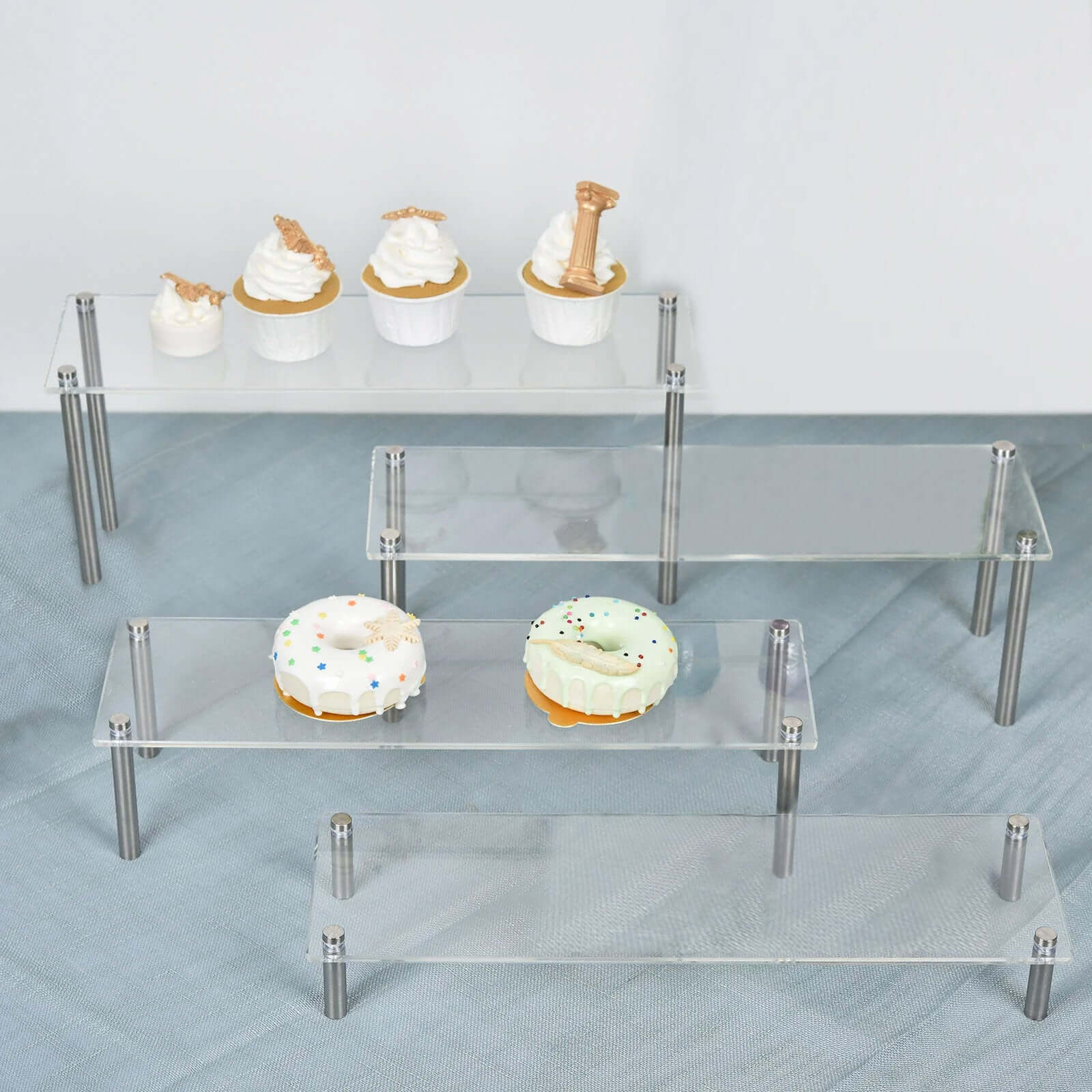 Hot Deal! Set of 4 Clear Premium Acrylic Dessert Display Stands for Cupcakes, Pastries & Appetizers