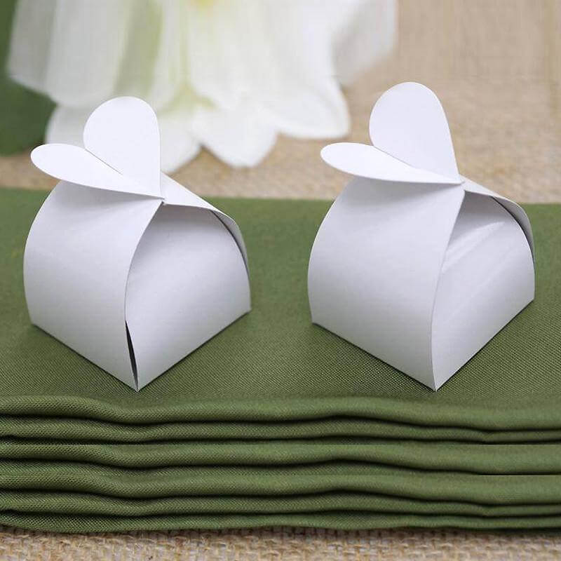 Hot Deal! 100-Piece Set of White Heart-Shaped Twist Top Gift Boxes for Wedding Favors