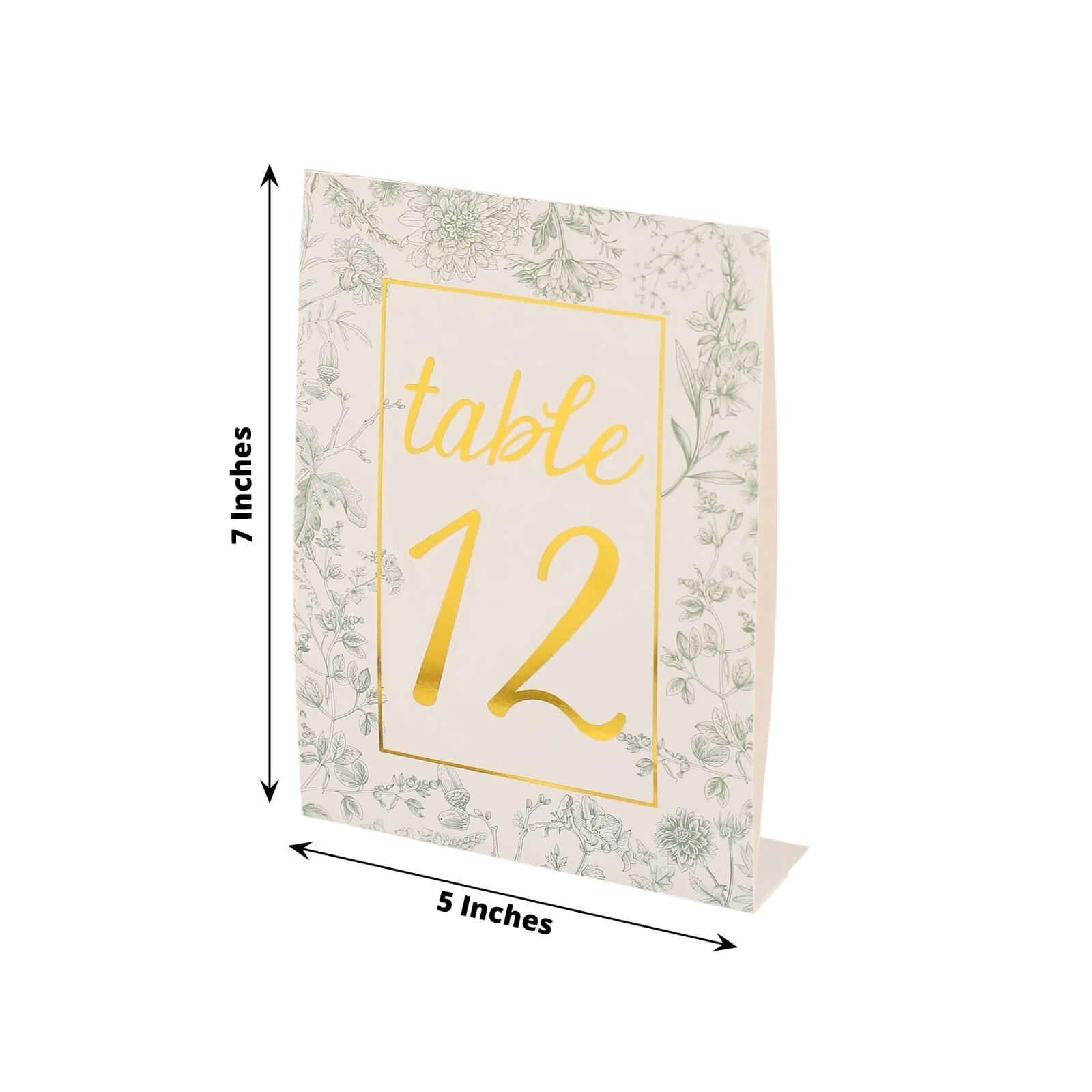 25-Pack Wedding Table Numbers 1 - 25: White/Sage Green French Toile Design with Gold Foil, Free Standing Double Sided Signs