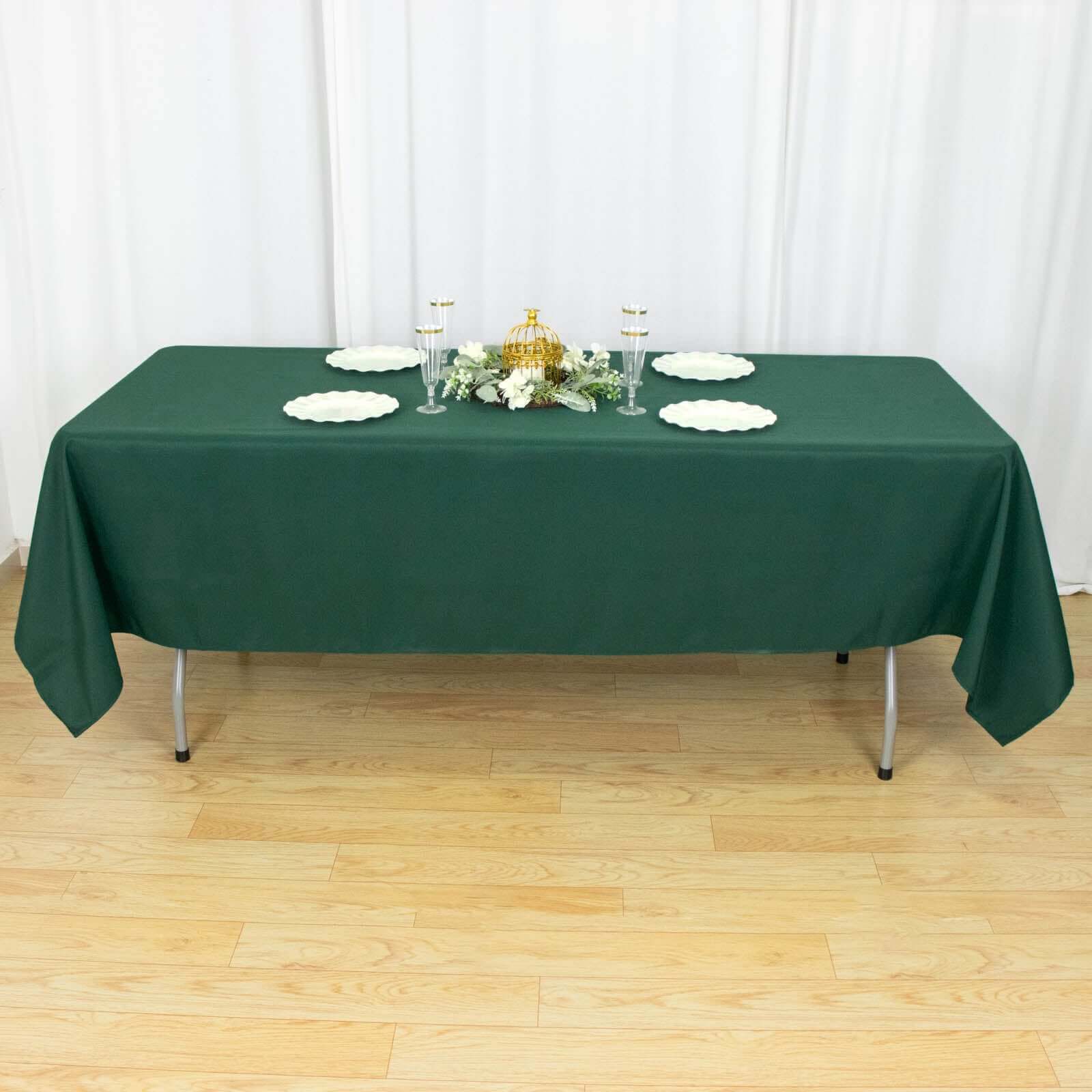 Hunter Emerald Green 60x102 Premium Polyester Tablecloth - Durable & Wrinkle-Resistant