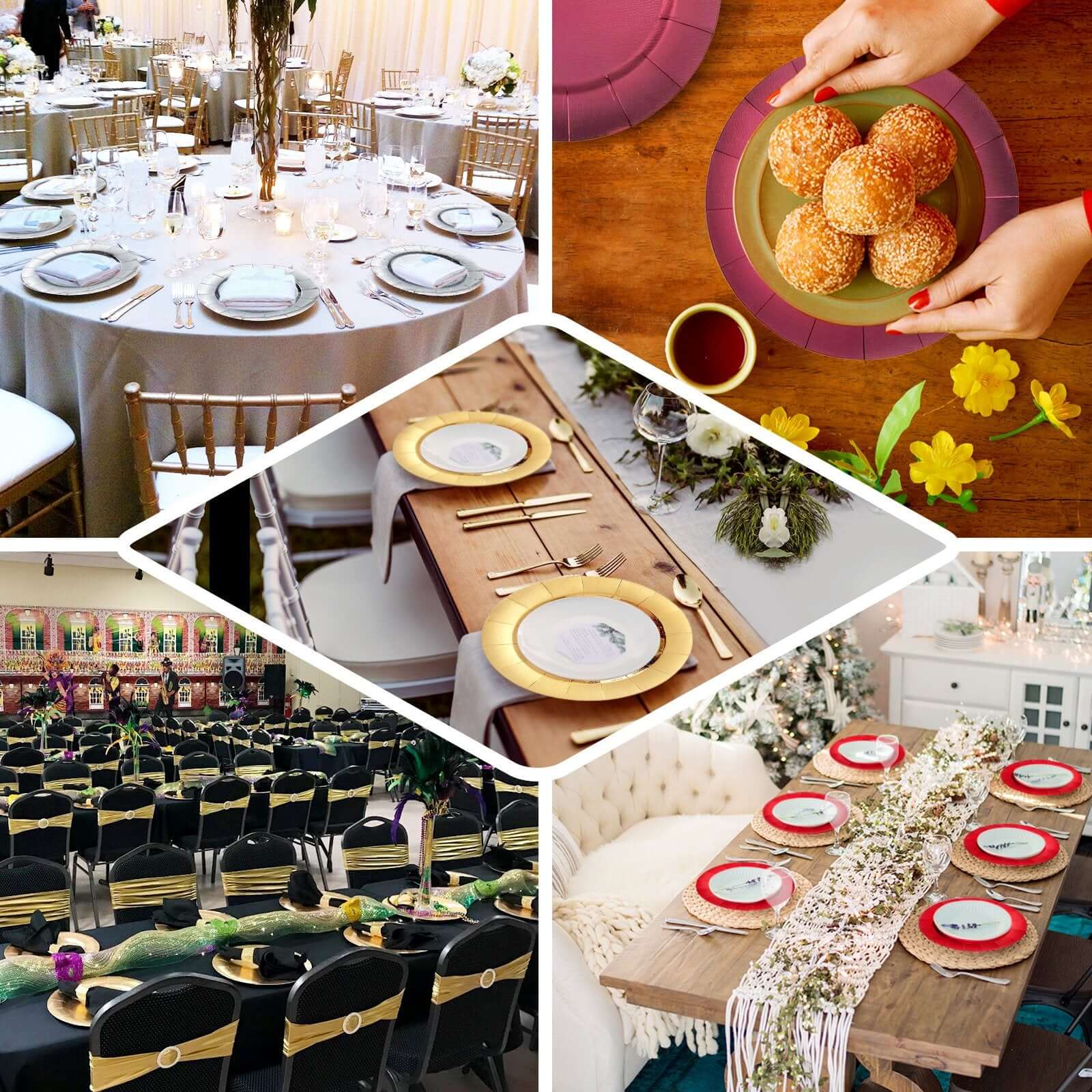 10-Pack White Disposable Round Charger Plates with Leathery Texture - Ideal for Parties