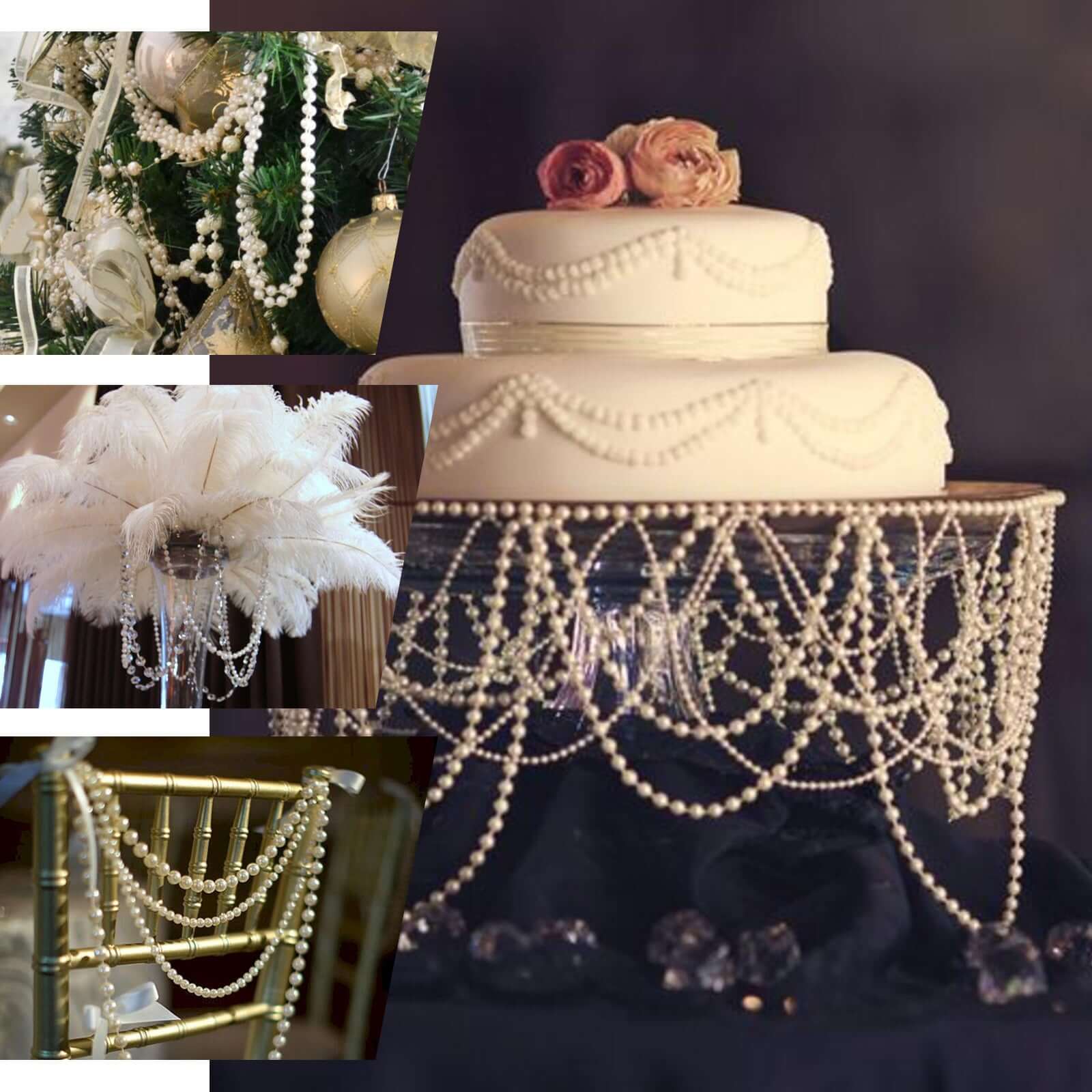 Ivory Faux Pearl Beads for DIY Crafts - 12 Yards Lustrous String