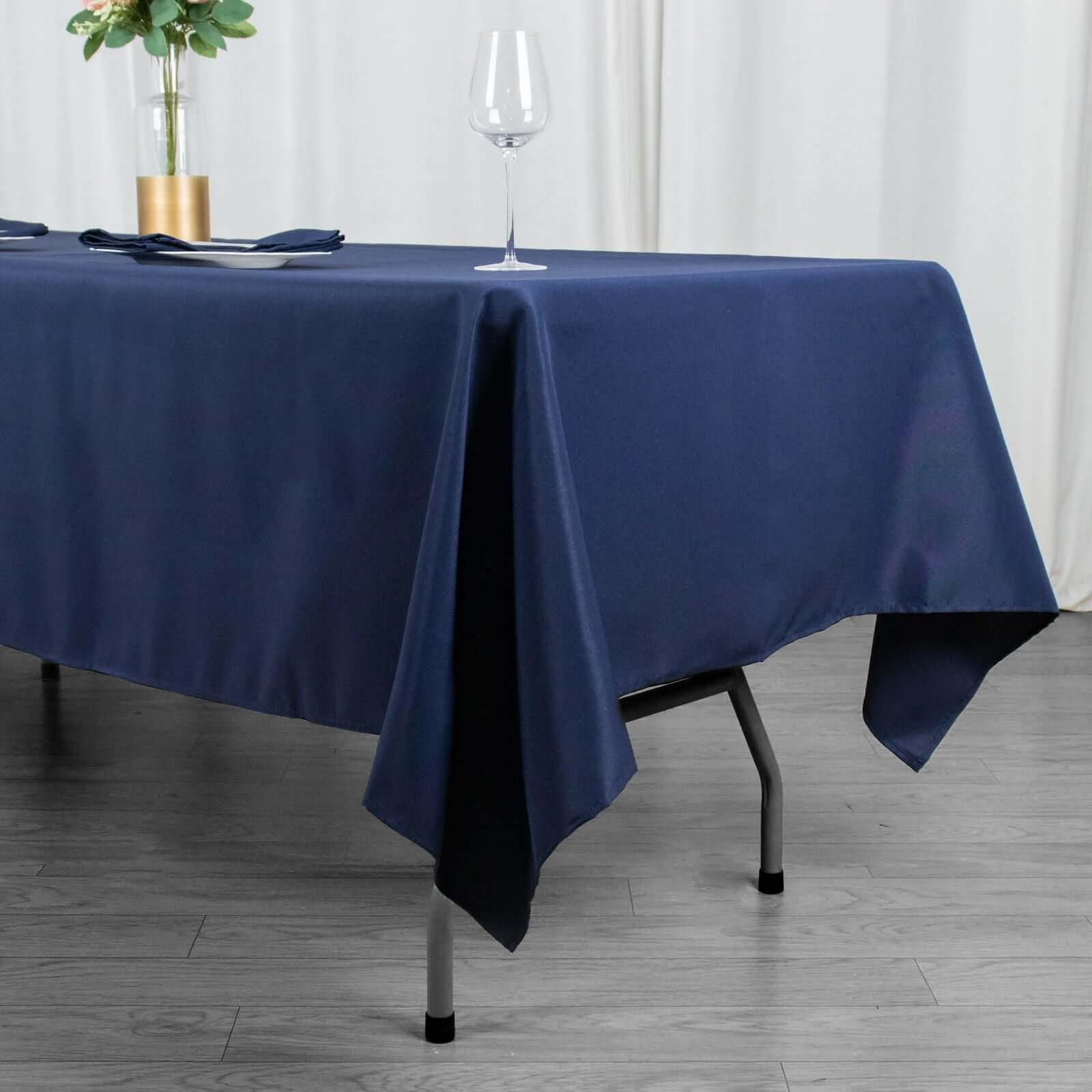 Exclusive Navy Blue 60x102 Rectangle Polyester Tablecloth - 220GSM Durable & Wrinkle-Free