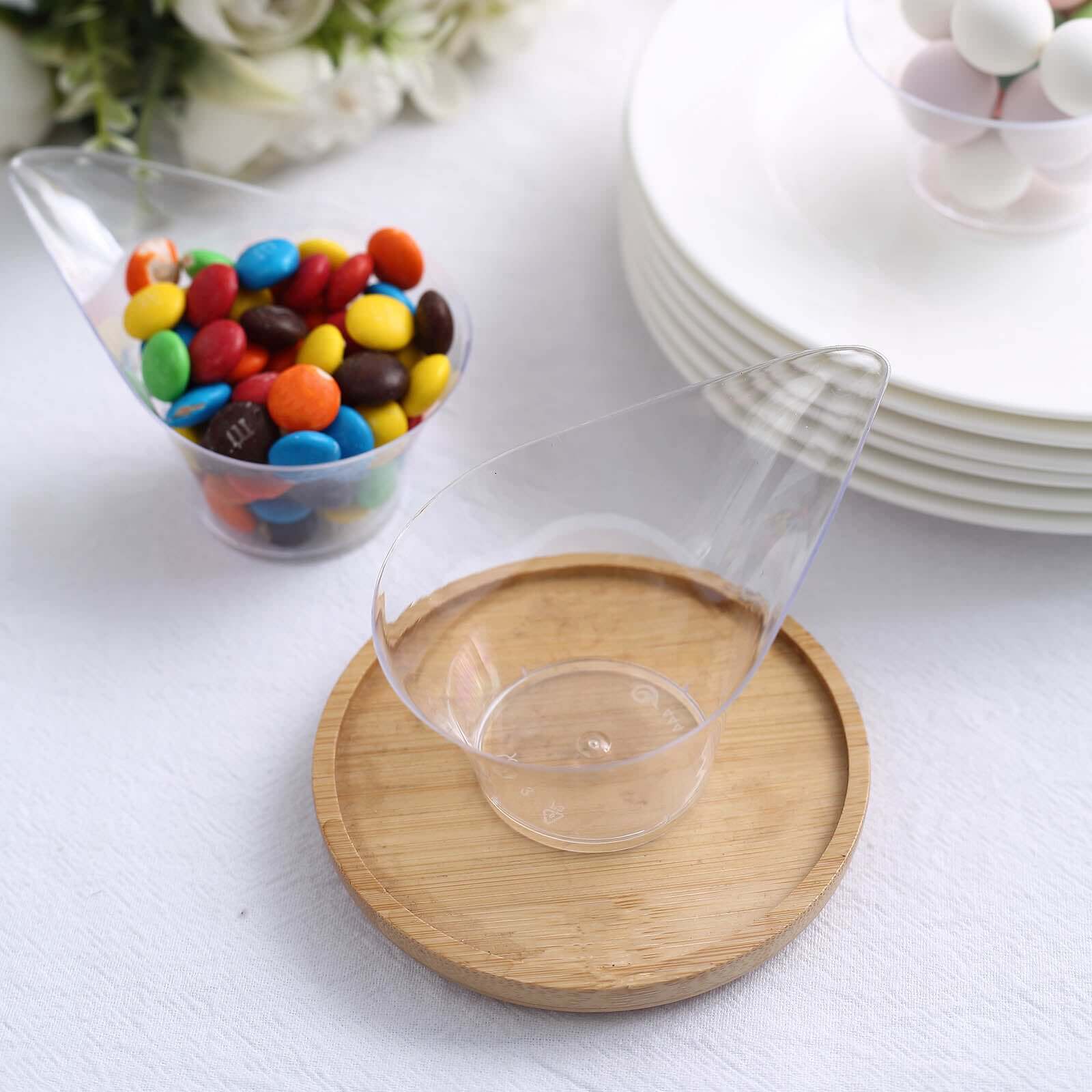 24-Pack Clear Plastic Disposable Mini Dessert Cups with Teardrop Top for Parties - 3oz
