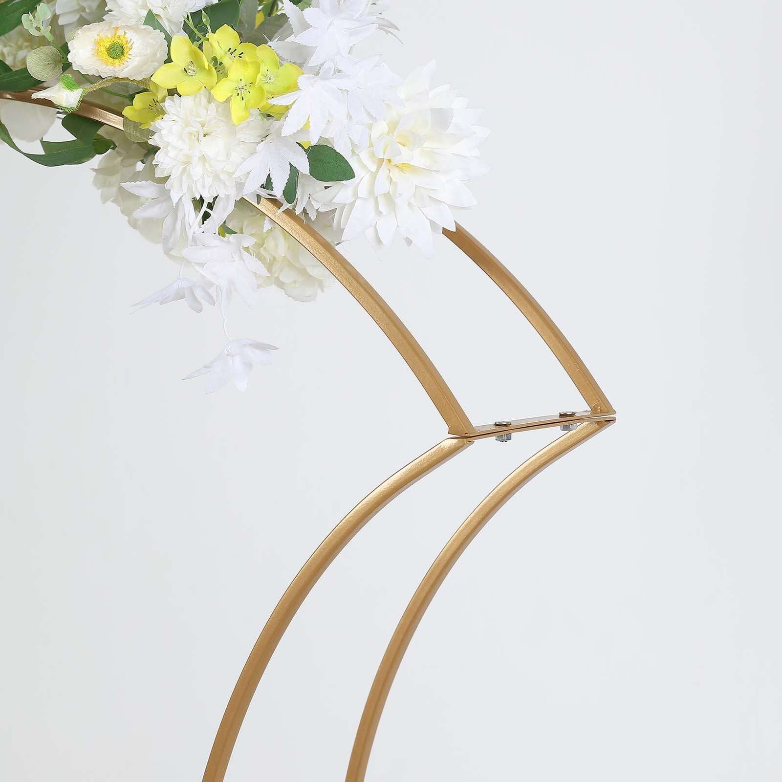 Hot Sale! Gold Metal Curvy Floral Arch Frame Wedding Table Centerpiece 38"