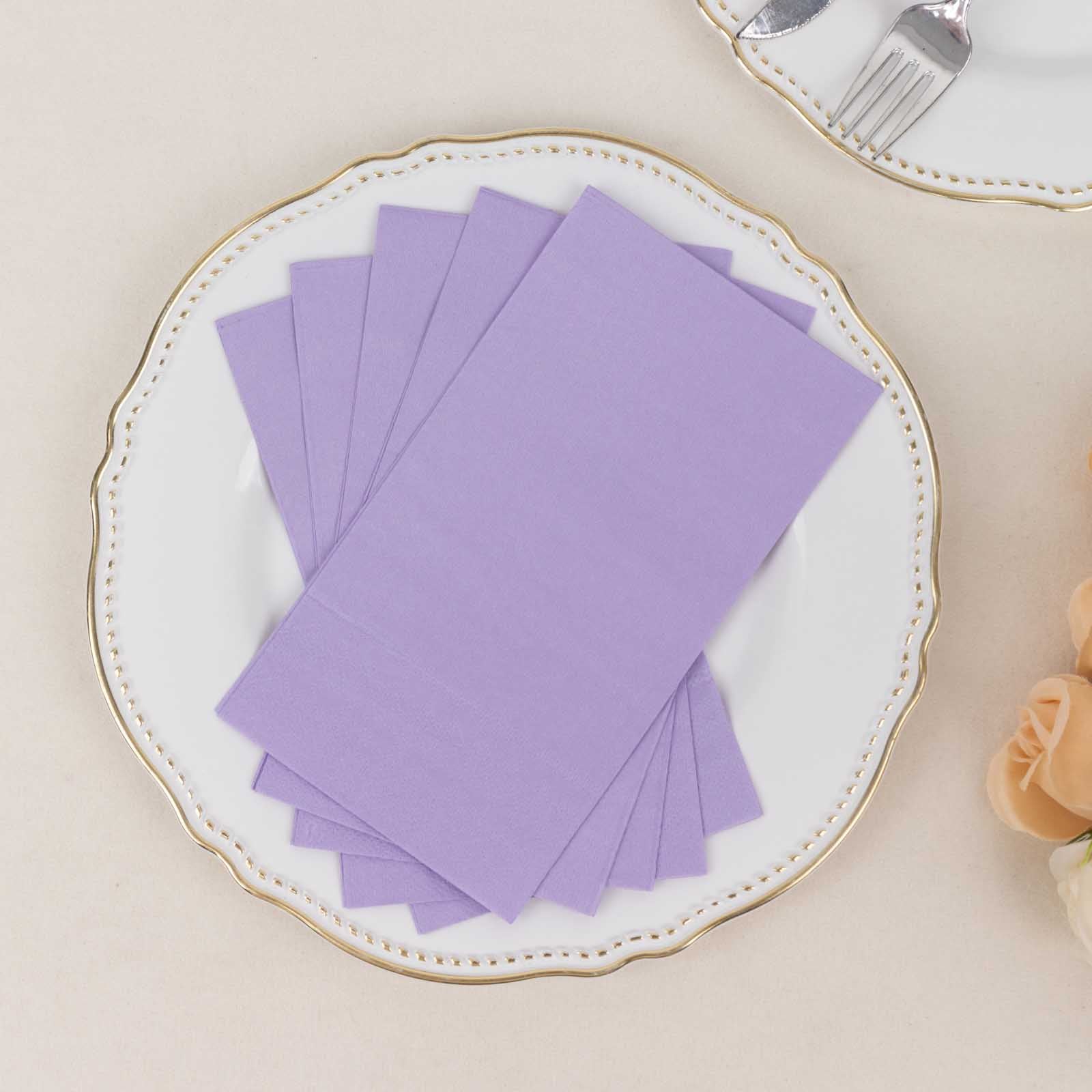 Soft 50-Pack 2-Ply Disposable Lavender Lilac Paper Cocktail and Beverage Napkins for Weddings