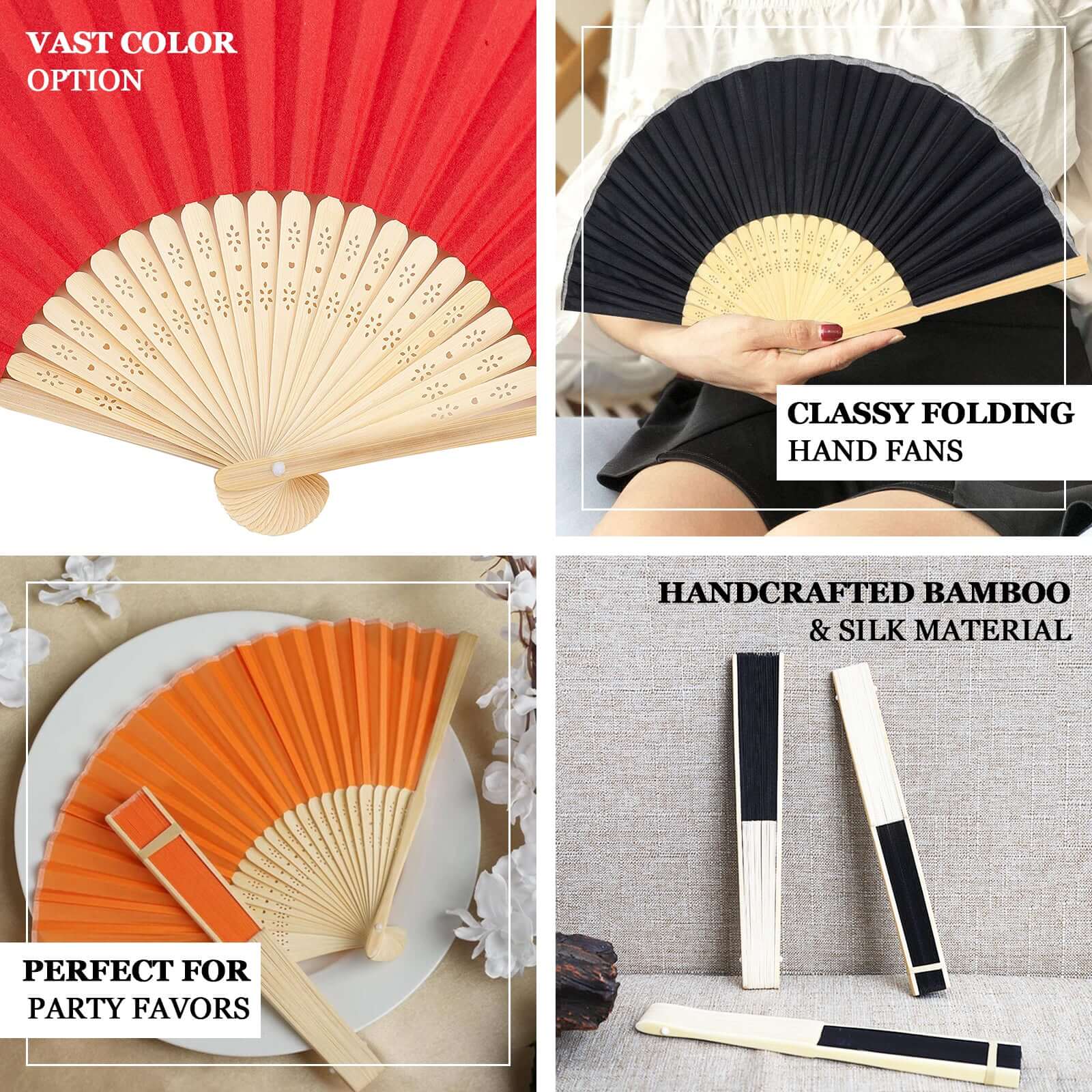 Hot Sale! 5-Pack Dusty Rose Asian Silk Folding Fans Ideal for Party Favors