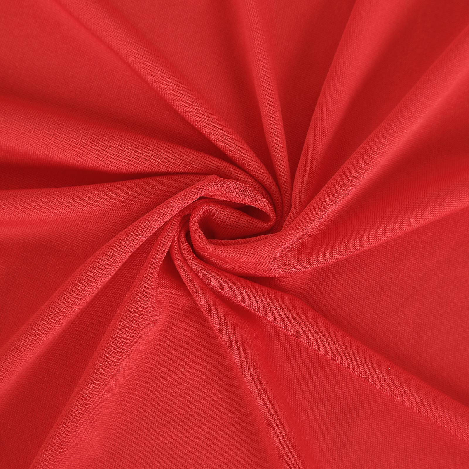Red Stretch Spandex 96x30 Rectangle Table Cover with Curved Open Back for Professional Look