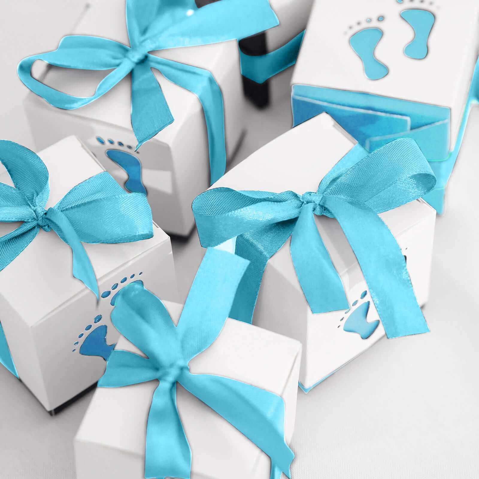 25-Piece Set of Light Blue Square Baby Shower Party Favor Candy Gift Boxes