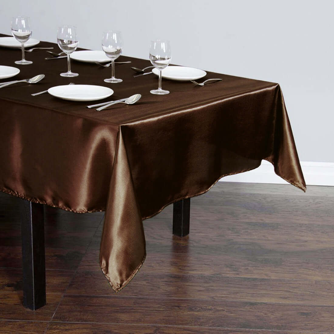 Chocolate Satin Rectangular 60x102 Tablecloth - Smooth & Lustrous Cover