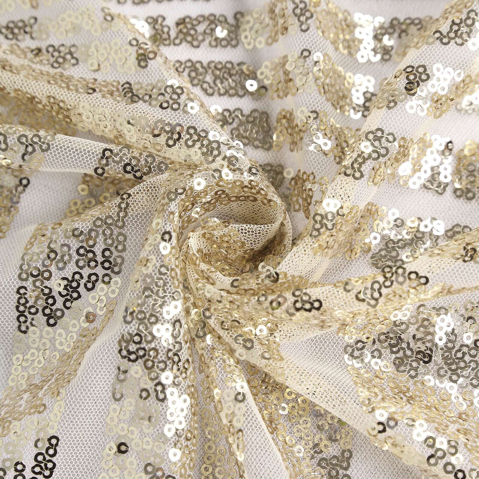 Exclusive Champagne Sequin Rectangle Tablecloth with Diamond Design