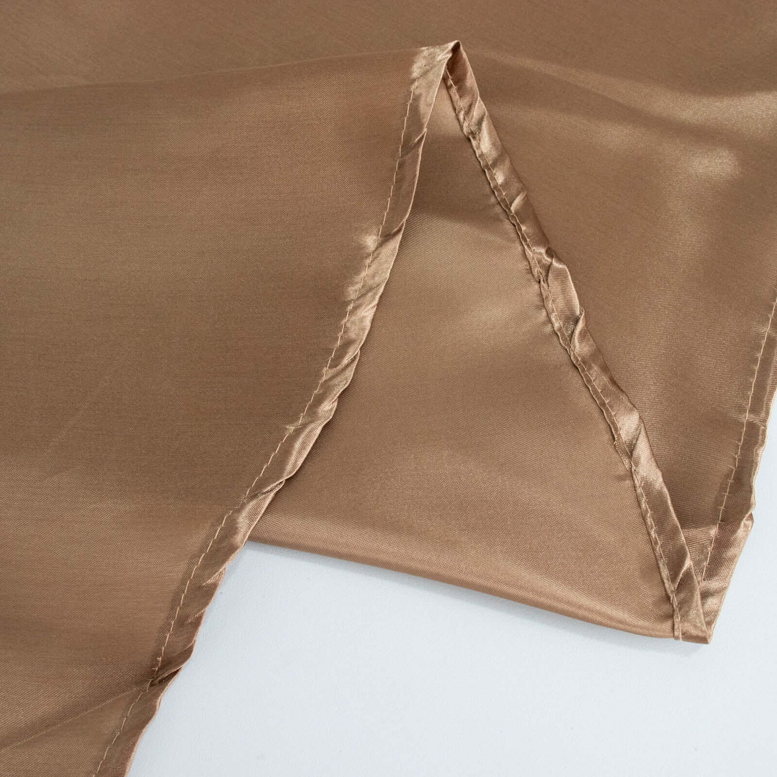 Premium Seamless Satin Taupe Tablecloth 90x132 for Weddings and Events