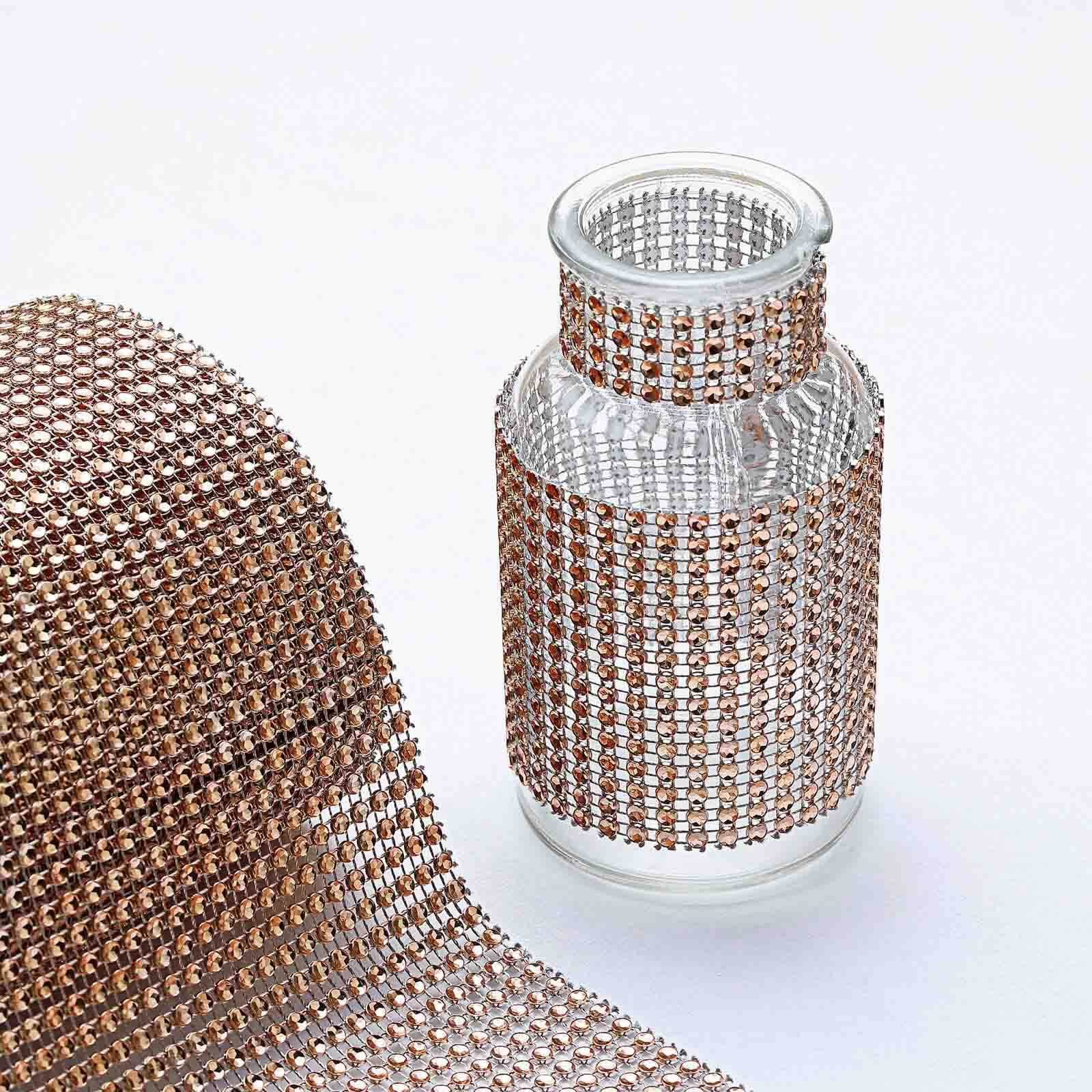 Hot Sale! 5x10 Yards Champagne Shiny Diamond Rhinestone Ribbon Roll for DIY Crafts and Decor