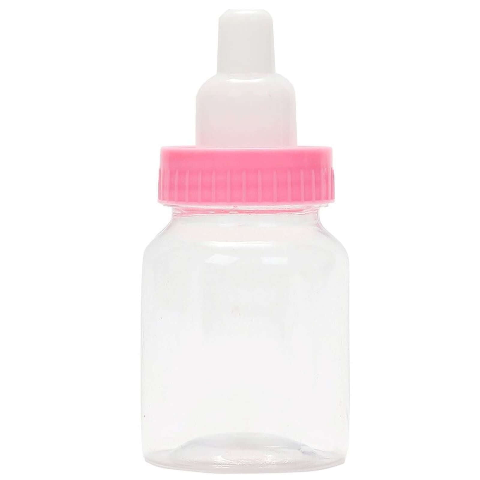 12-Pack Clear/Pink Fillable Mini Baby Bottle Candy Containers - Ideal Favors for Baby Showers