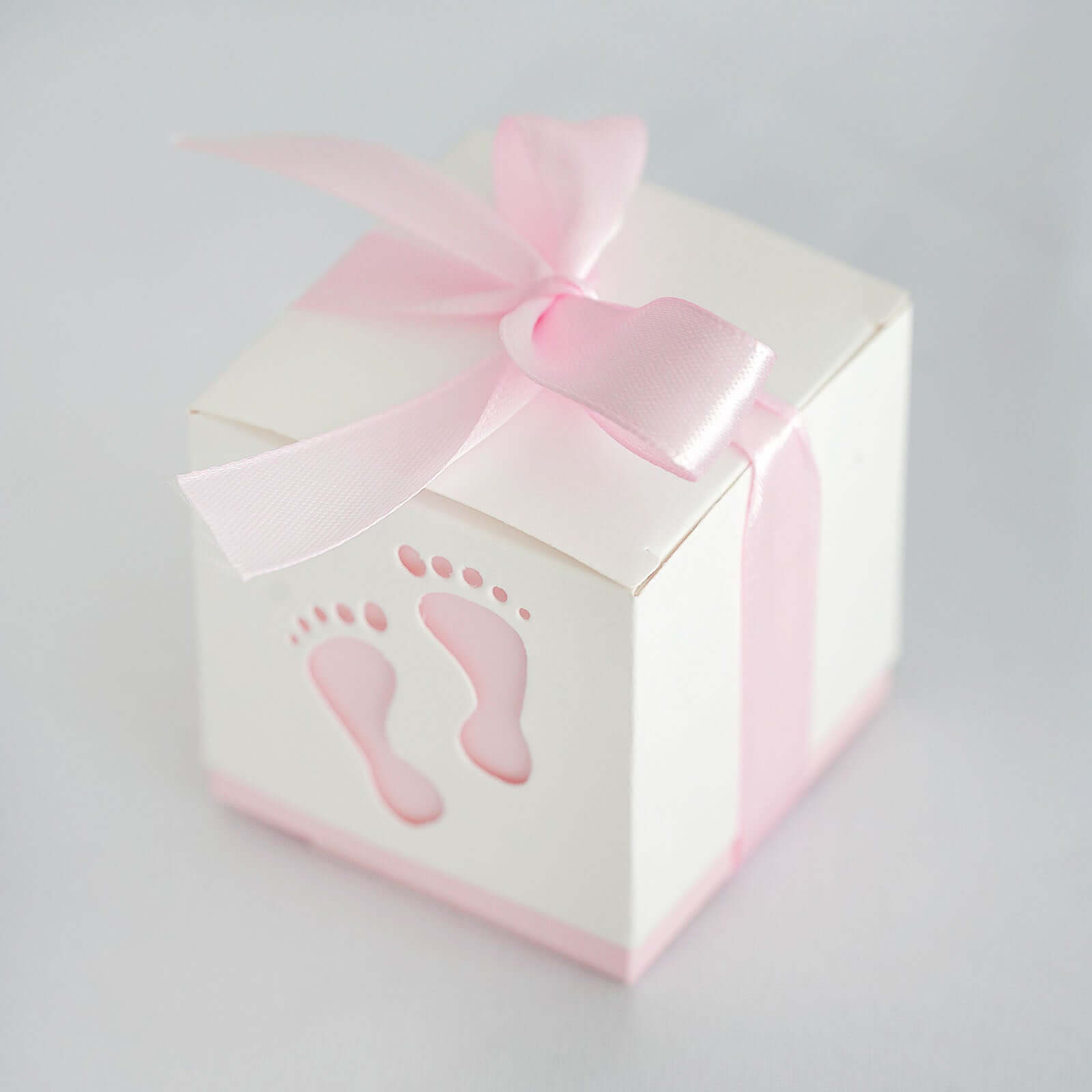 25-Piece Set of Pink Footprint Baby Shower Party Favor Candy Gift Boxes