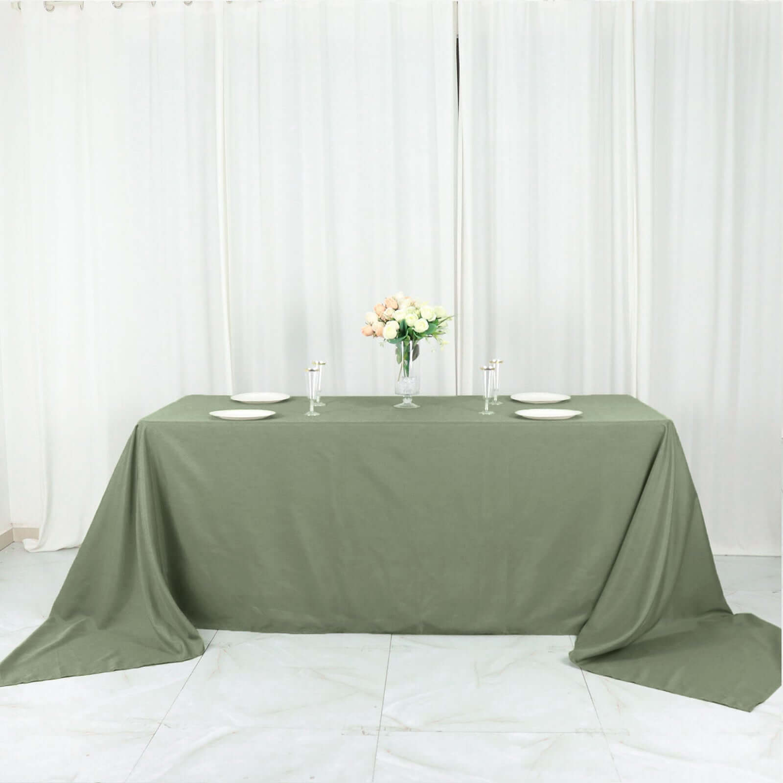 Exclusive! Seamless Wrinkle-Resistant 90x156 Polyester Rectangle Tablecloth in Dusty Sage Green