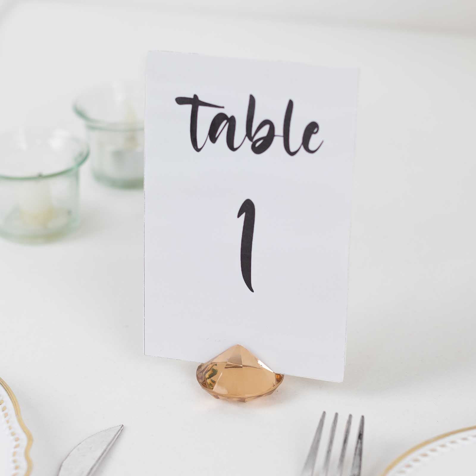 Hot Sale! 10-Pack Plastic Diamond-Shaped Card Holder Stands in Amber for Wedding Table Decor