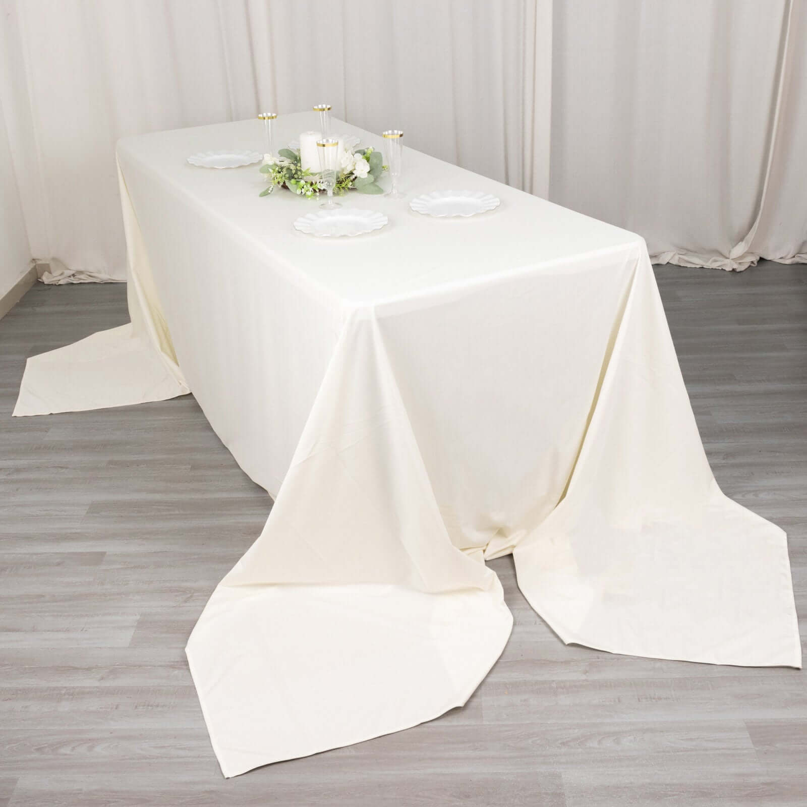 Ivory Premium Scuba 90x156 Wrinkle-Free, Stain-Resistant Seamless Rectangular Tablecloth