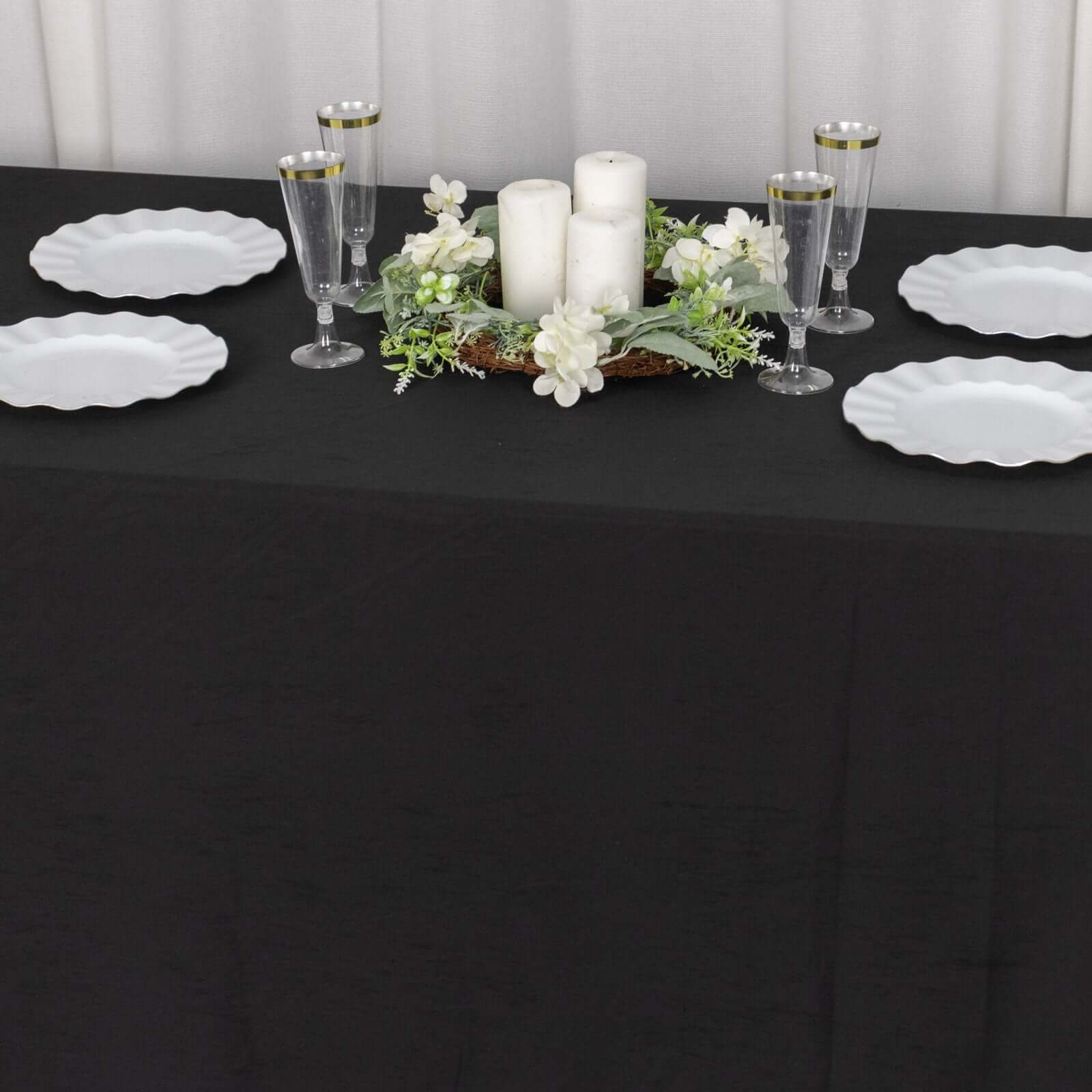 Black Premium Scuba Rectangular Tablecloth 90x156 - Ideal for Weddings & Parties, Wrinkle & Stain Free