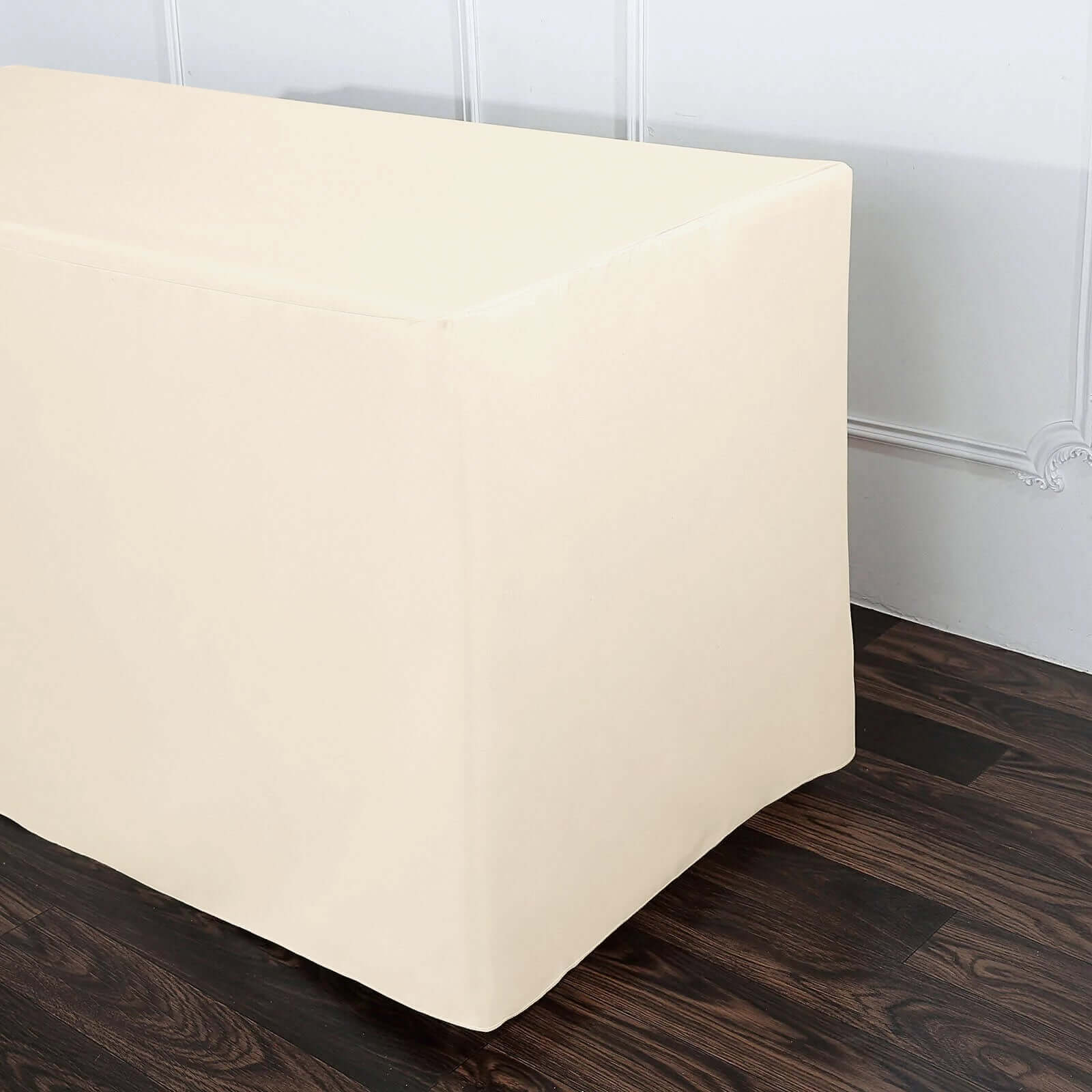 Durable Beige Fitted Polyester Tablecloth for 96x30 Rectangle Tables