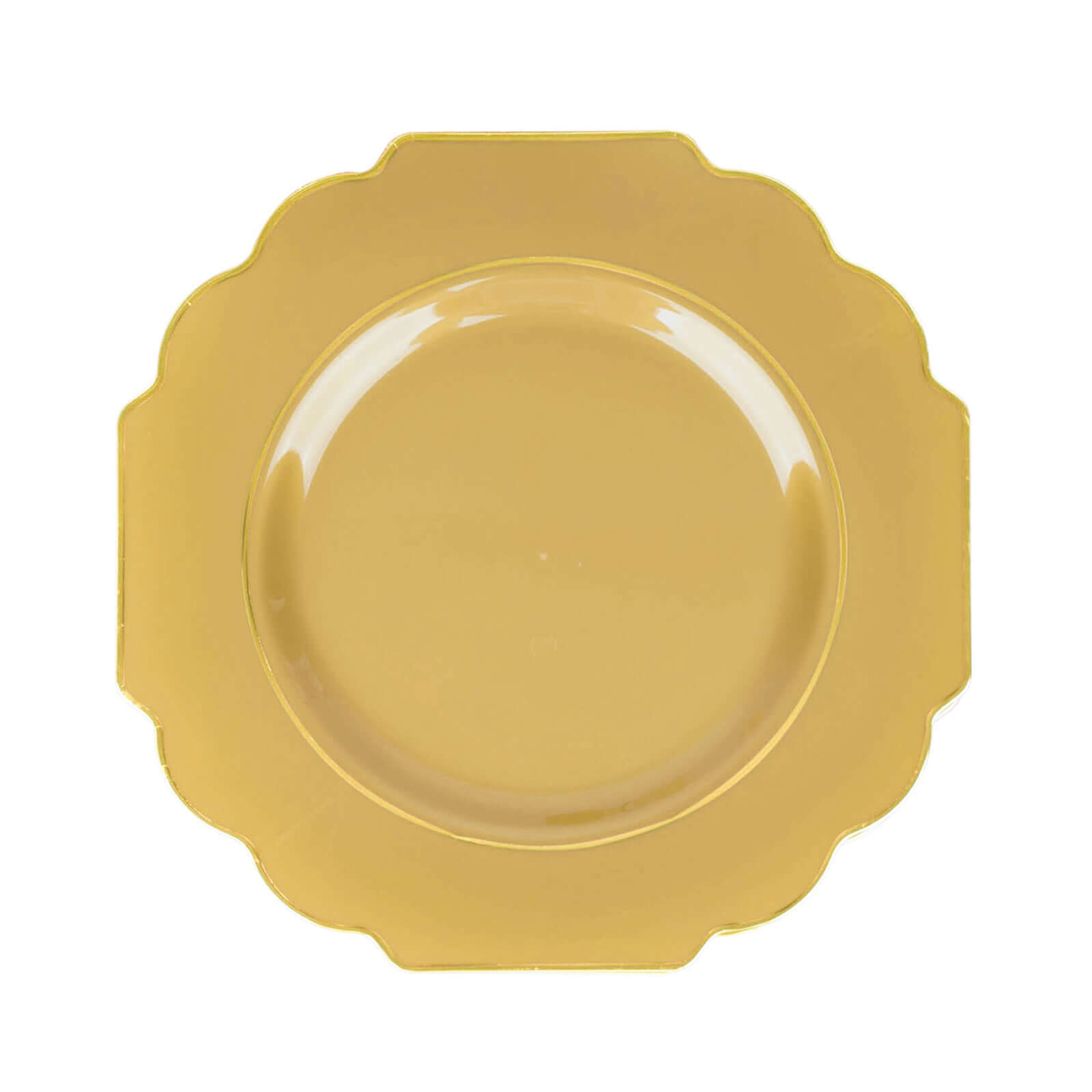 Get 10-Pack Heavy Duty Disposable Gold Baroque Dinner Plates with Scalloped Rim for Events
