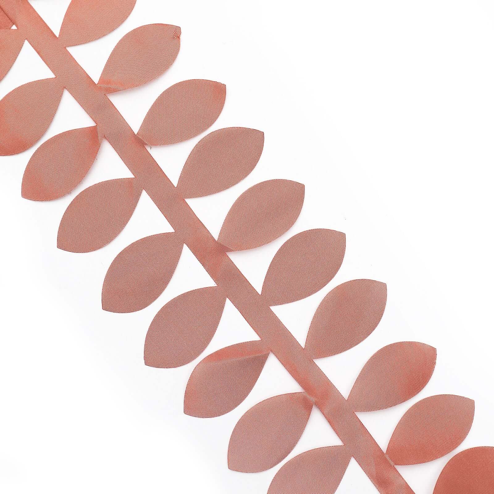 50ft Sophisticated Taffeta Ribbon Sash with 4 - Leaf Petal Design in Terracotta (Rust) - Ideal for Decor