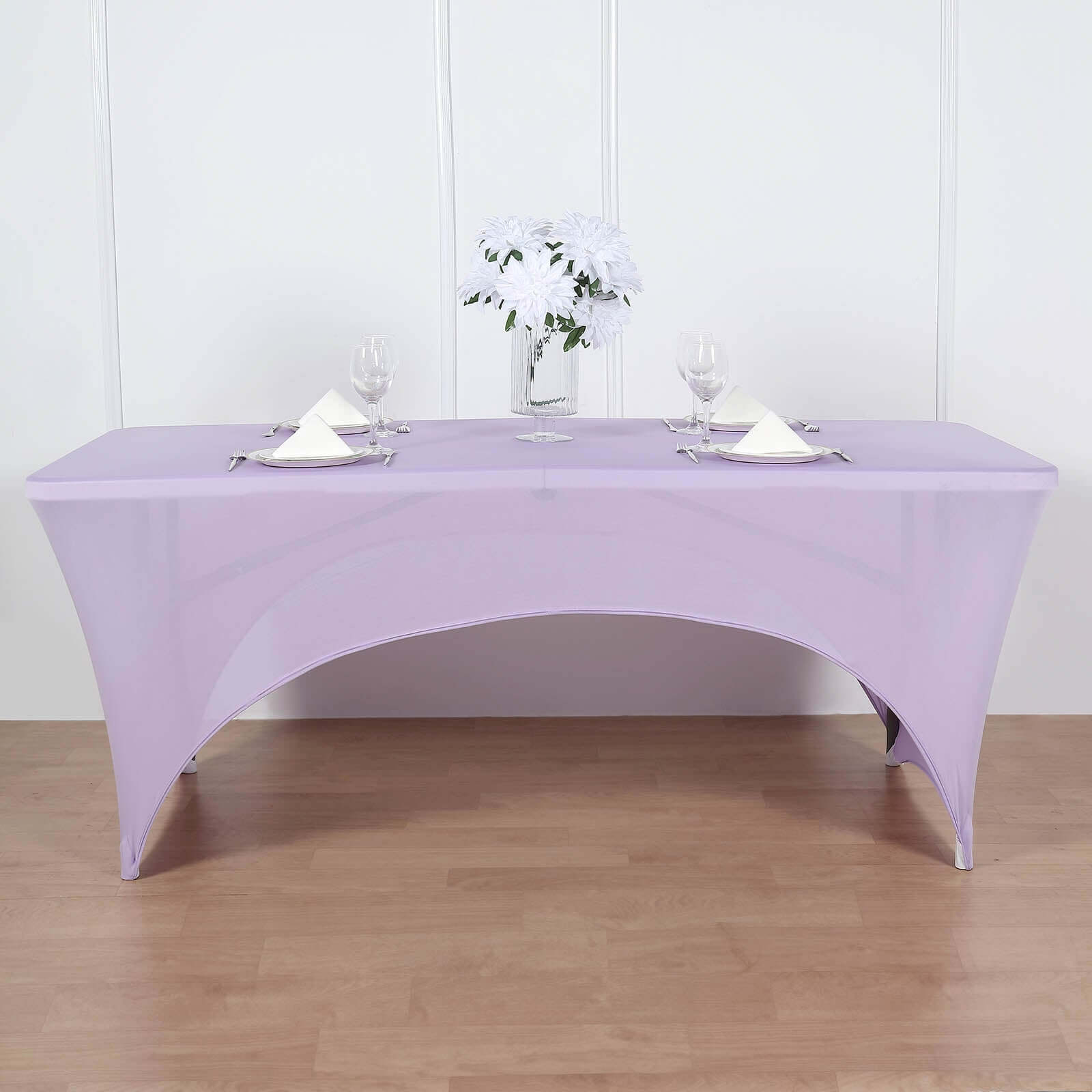 Durable 6ft Lavender Lilac Spandex Stretch Rectangle Tablecloth for Events