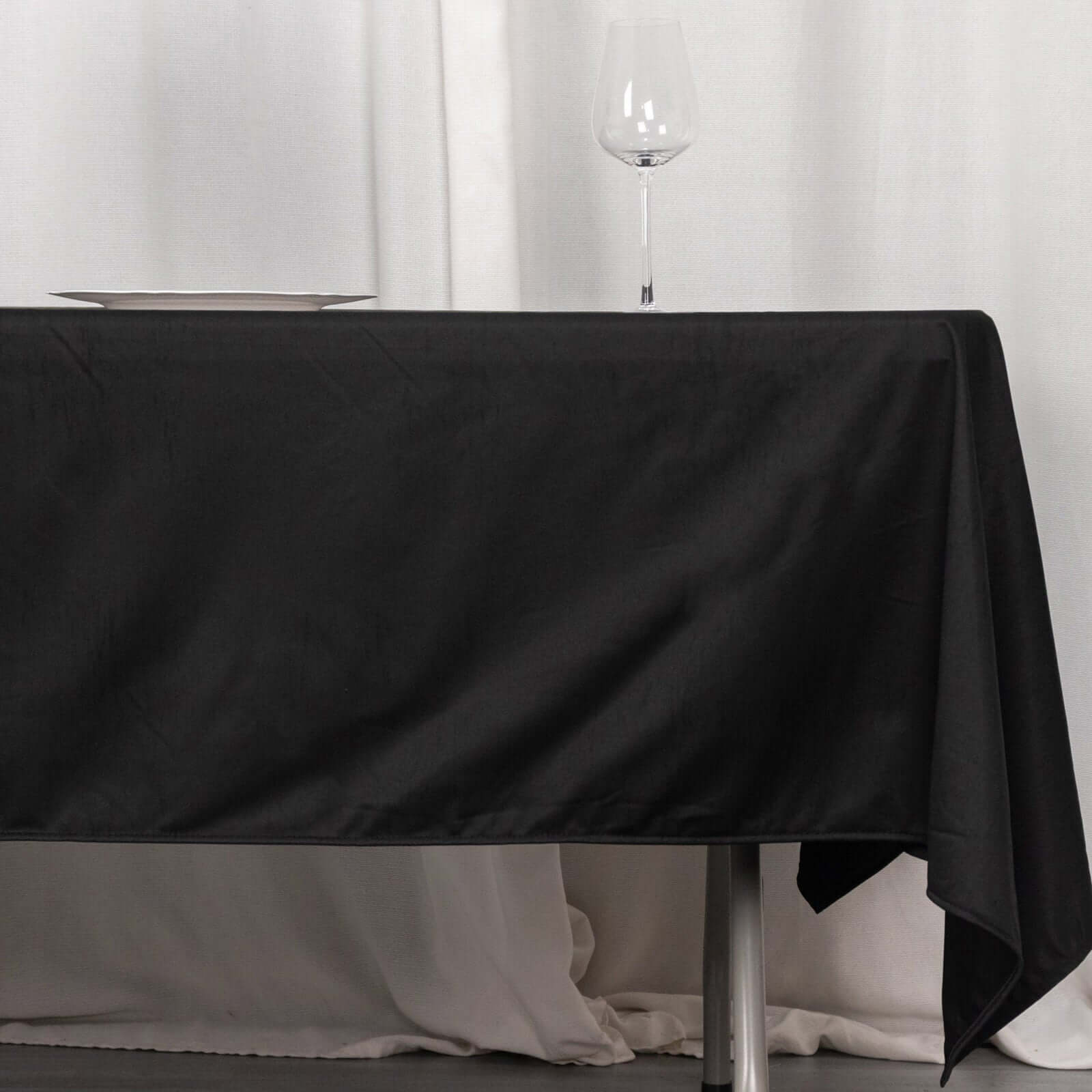 Exclusive Black 60x102 Scuba Polyester Wrinkle-Free & Stain-Resistant Rectangular Tablecloth for Weddings and Banquets