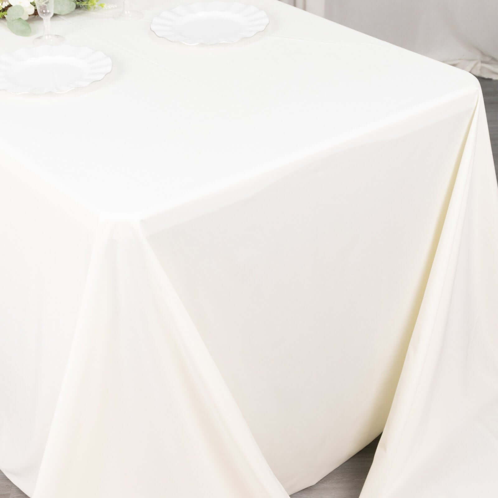 Ivory Premium Scuba 90x156 Wrinkle-Free, Stain-Resistant Seamless Rectangular Tablecloth