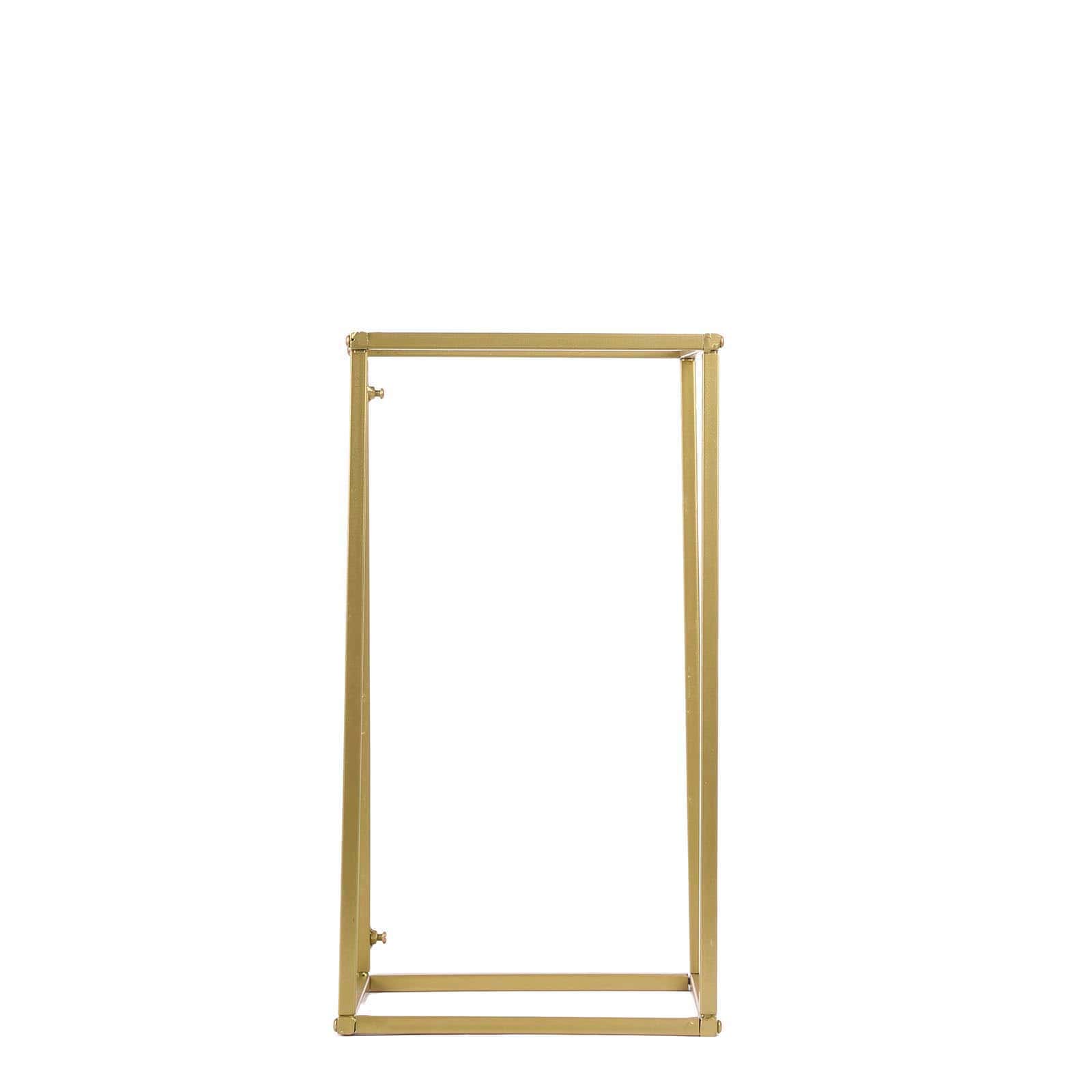 2-Pack Matte Gold Metal Rectangular Geometric Column Flower Stand for Elegant Floral Arrangements