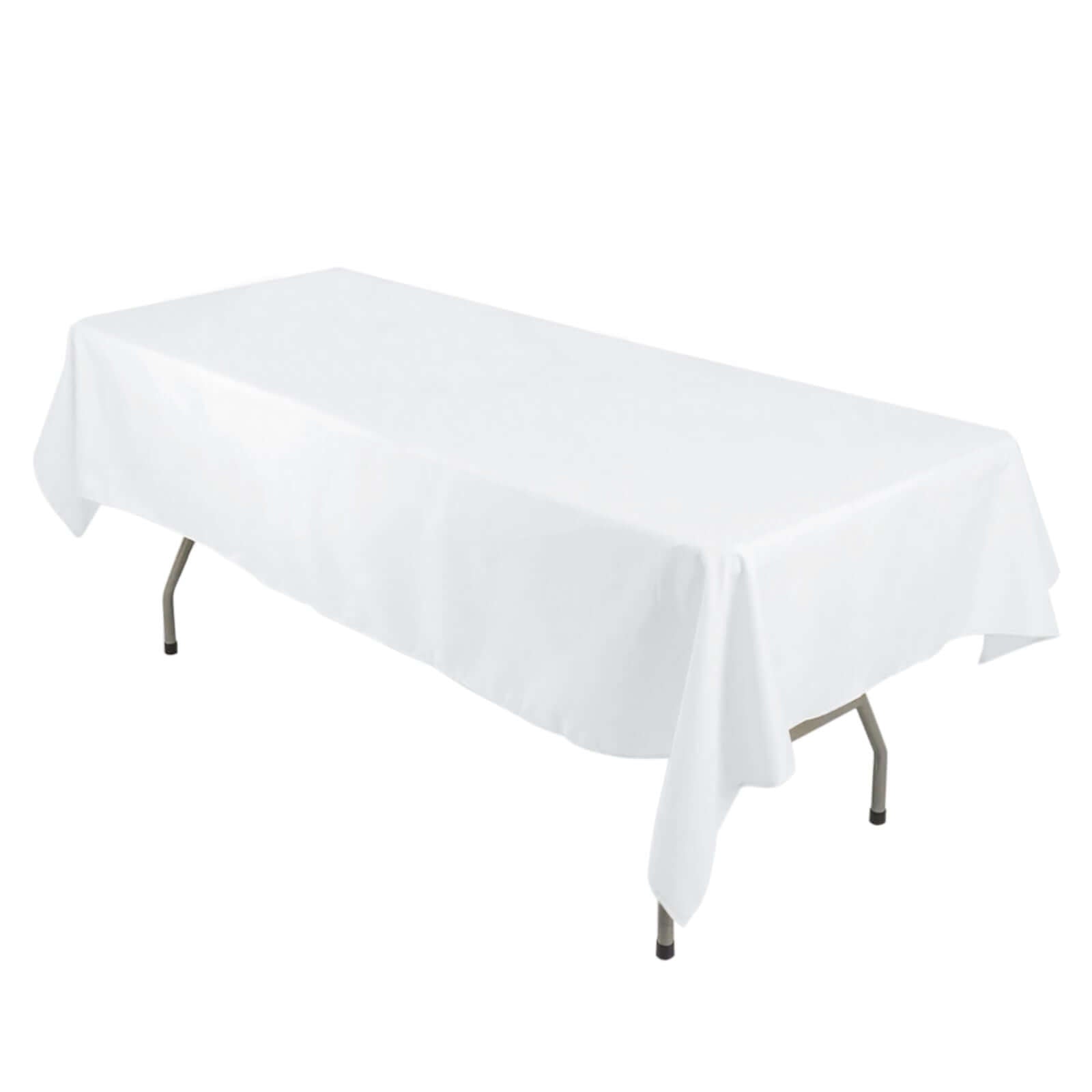 White 54x96 Premium Polyester Rectangle Tablecloth - Durable 220GSM Stain-Resistant for Weddings & Events