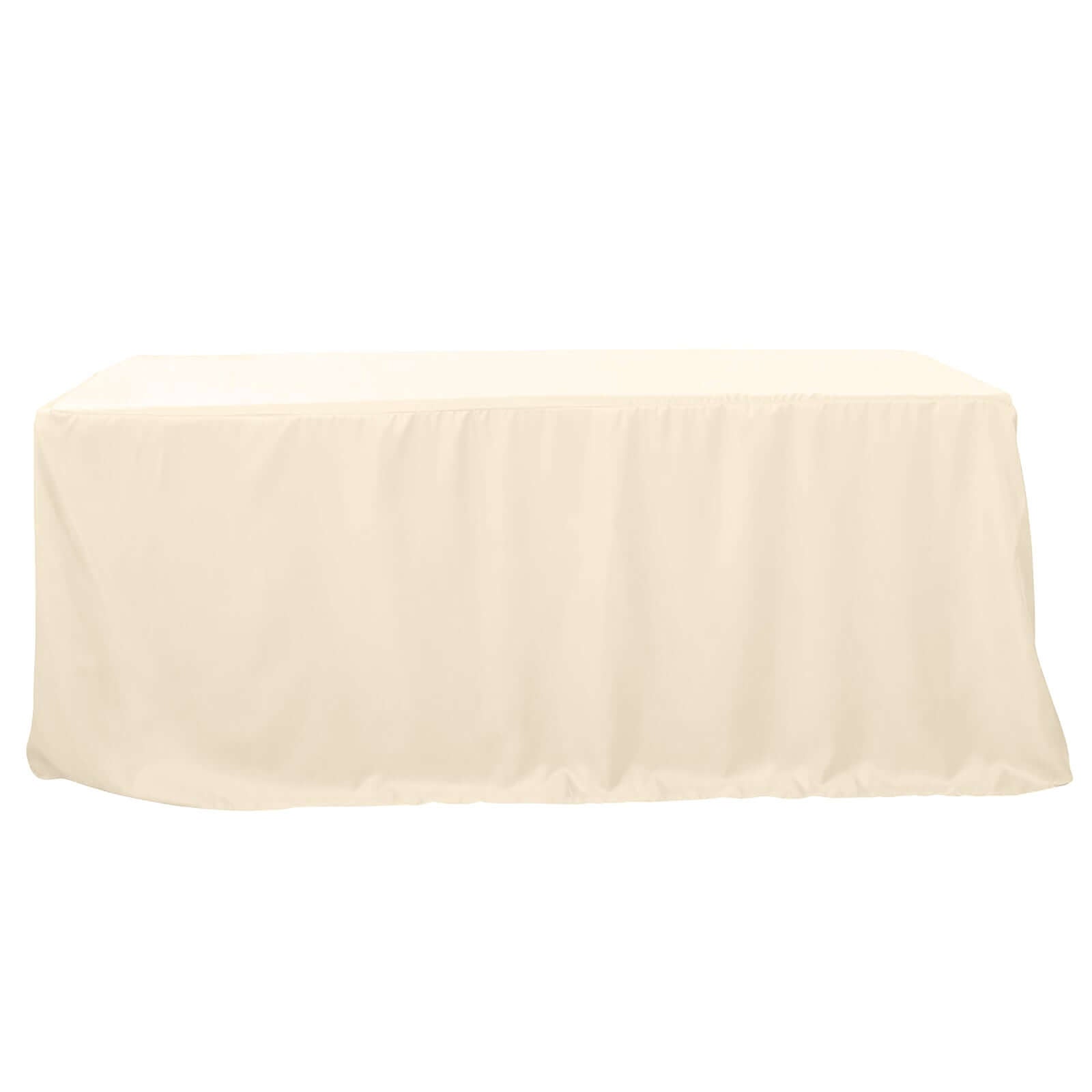 Durable Beige Fitted Polyester Tablecloth for 96x30 Rectangle Tables