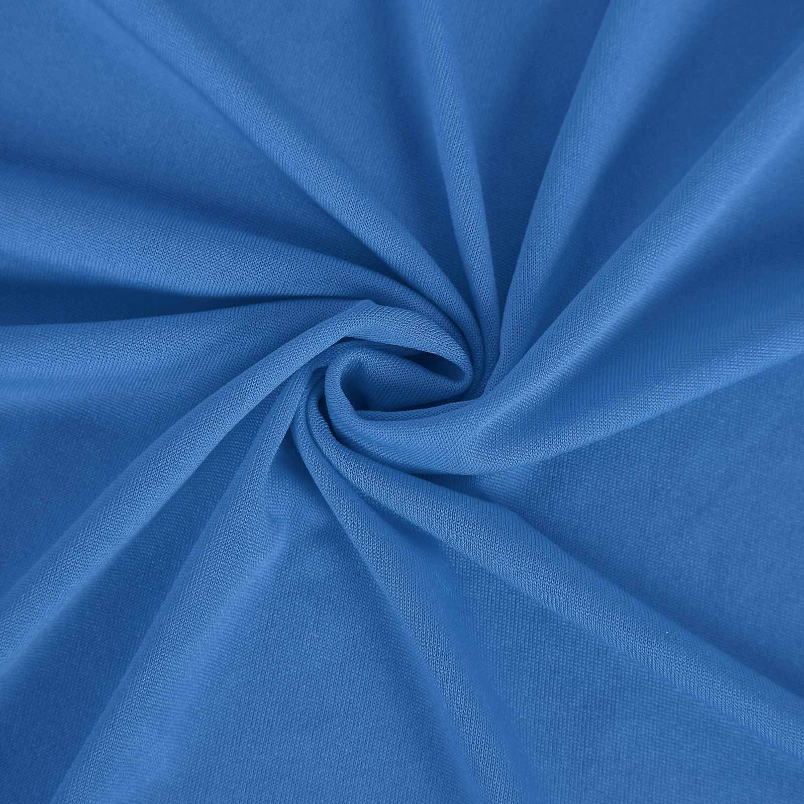 Hot Deal! Royal Blue Stretch Spandex 96x30 Rectangle Table Cover with Curved Open Back for Professional Look
