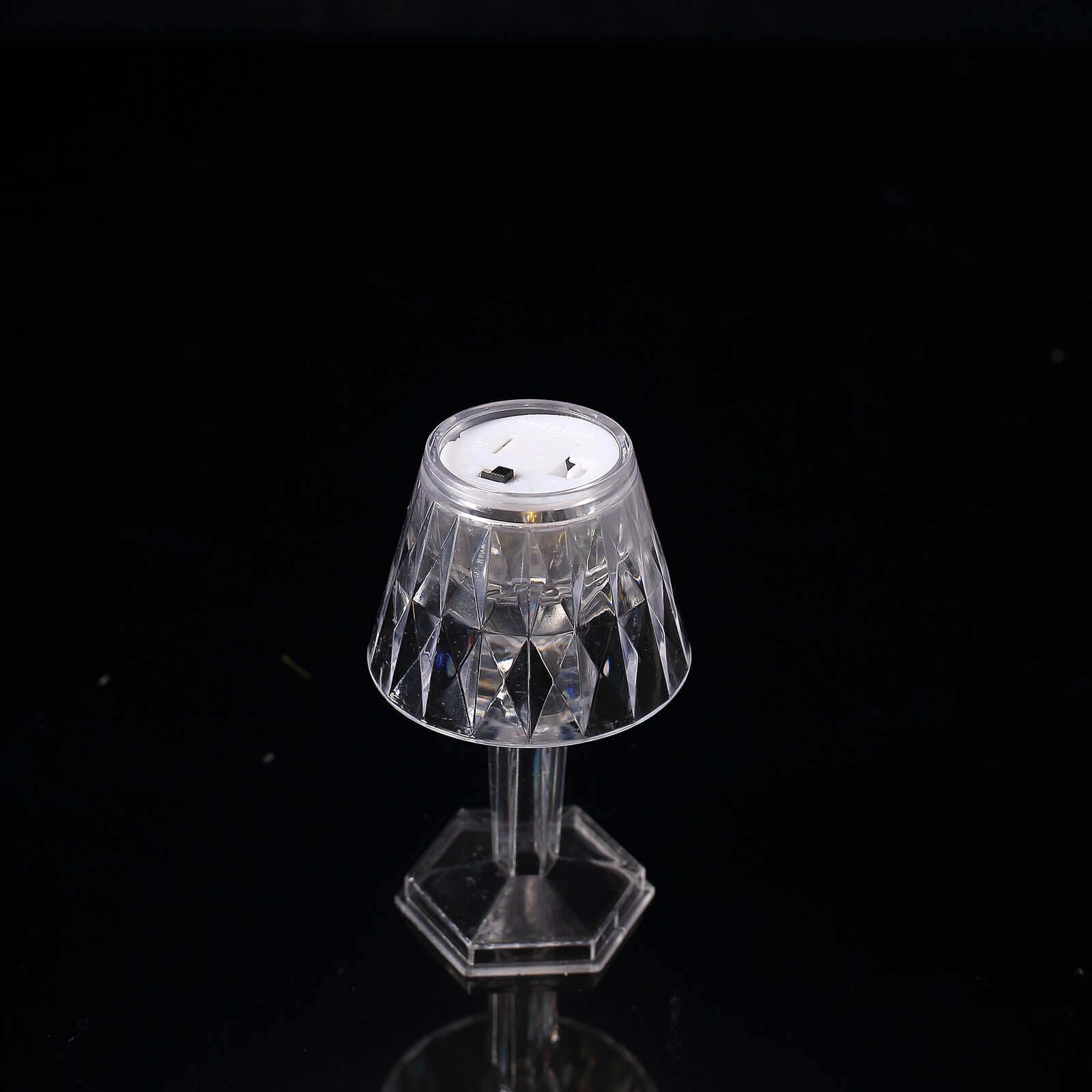 6-Piece Set of Clear Acrylic LED Warm White Accent Night Lights with Diamond Design, 4.5 inches Tall