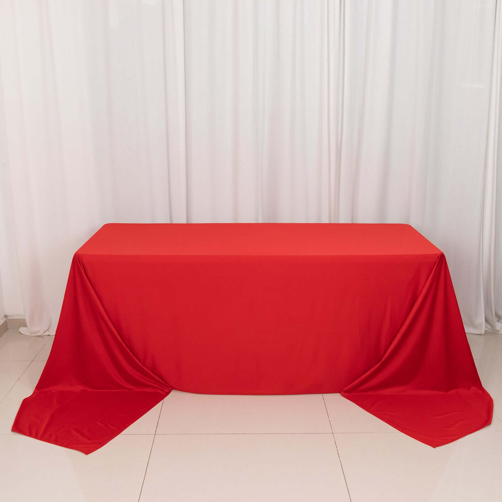 Red Premium Wrinkle-Free, Stain-Resistant Scuba Rectangular 90x156 Tablecloth
