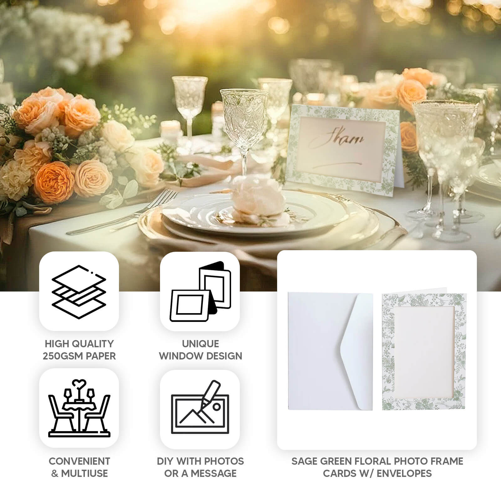 25-Pack Thank You Cards: White & Sage Green French Toile Design with Envelopes - Ideal for Parties & Milestones