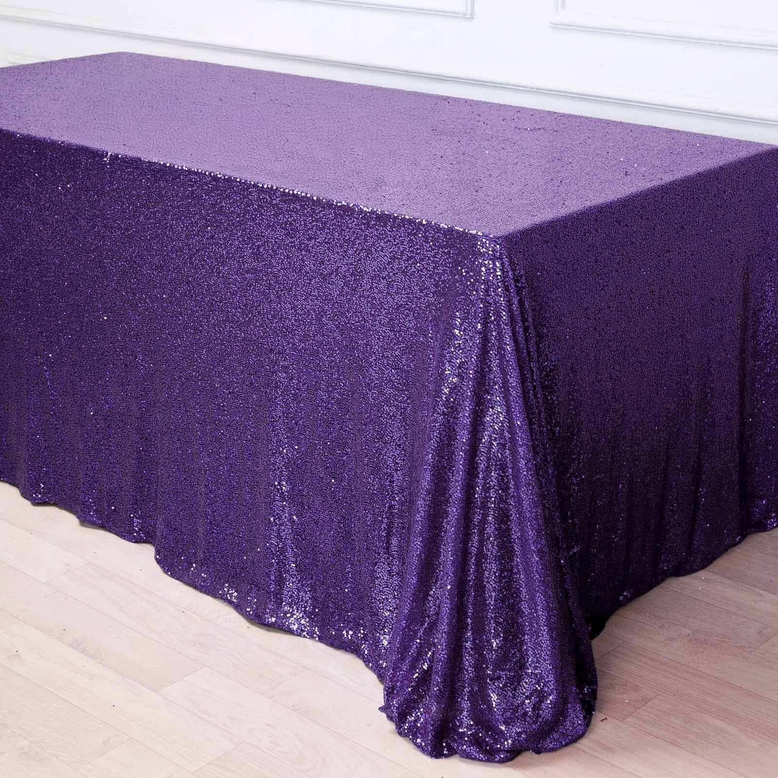 Hot! Purple Seamless Sequined Rectangle Tablecloth 90x156