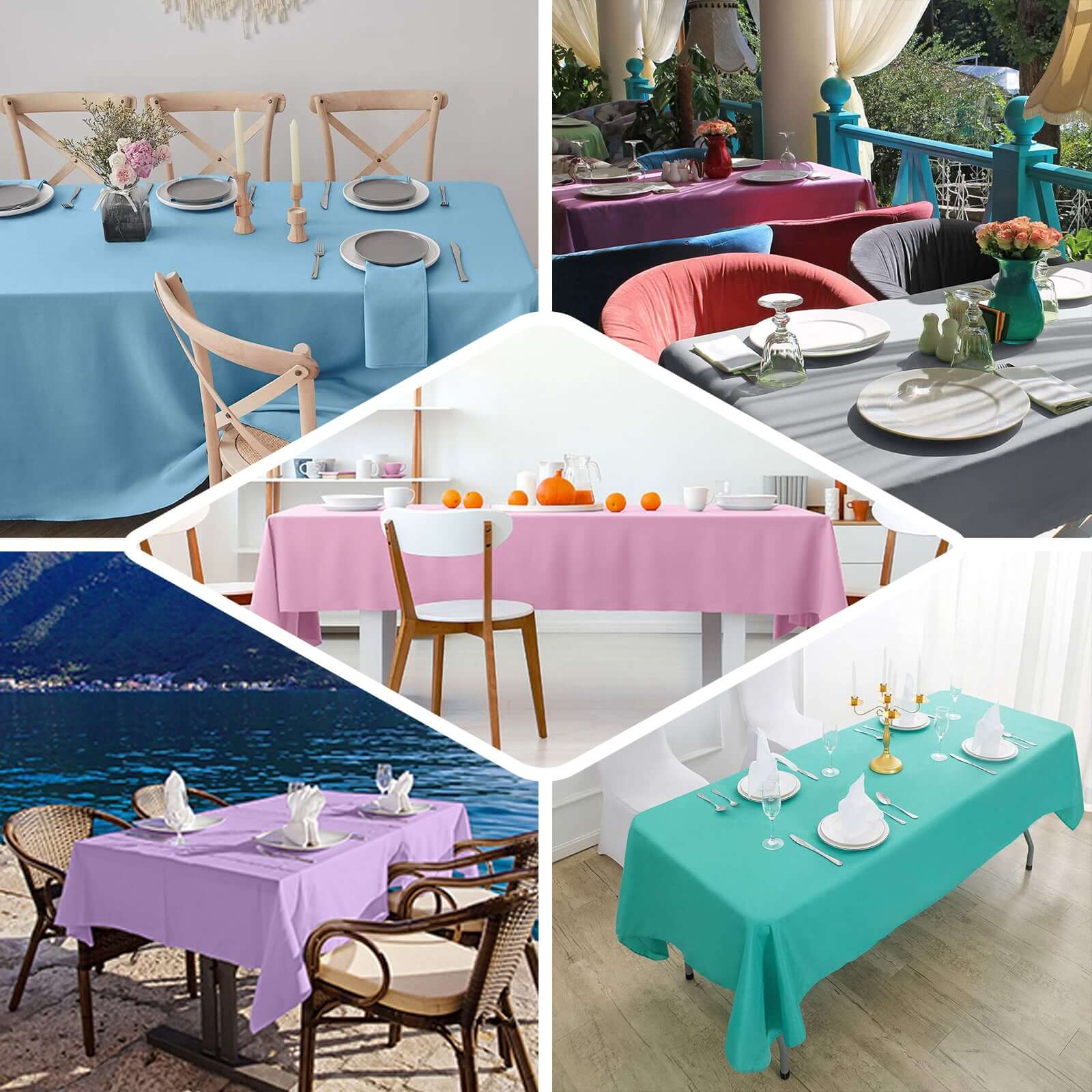 Black Stain-Resistant 220GSM Premium Polyester 60x126 Rectangle Tablecloth for Special Events