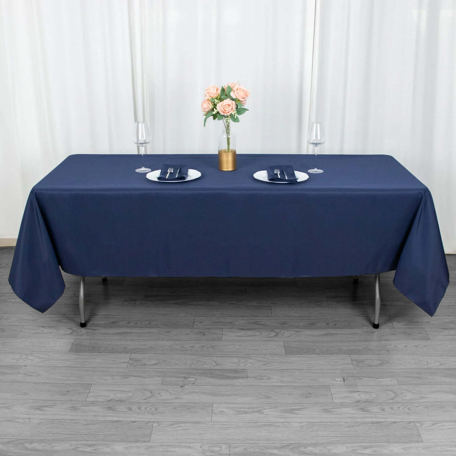Exclusive Navy Blue 60x102 Rectangle Polyester Tablecloth - 220GSM Durable & Wrinkle-Free
