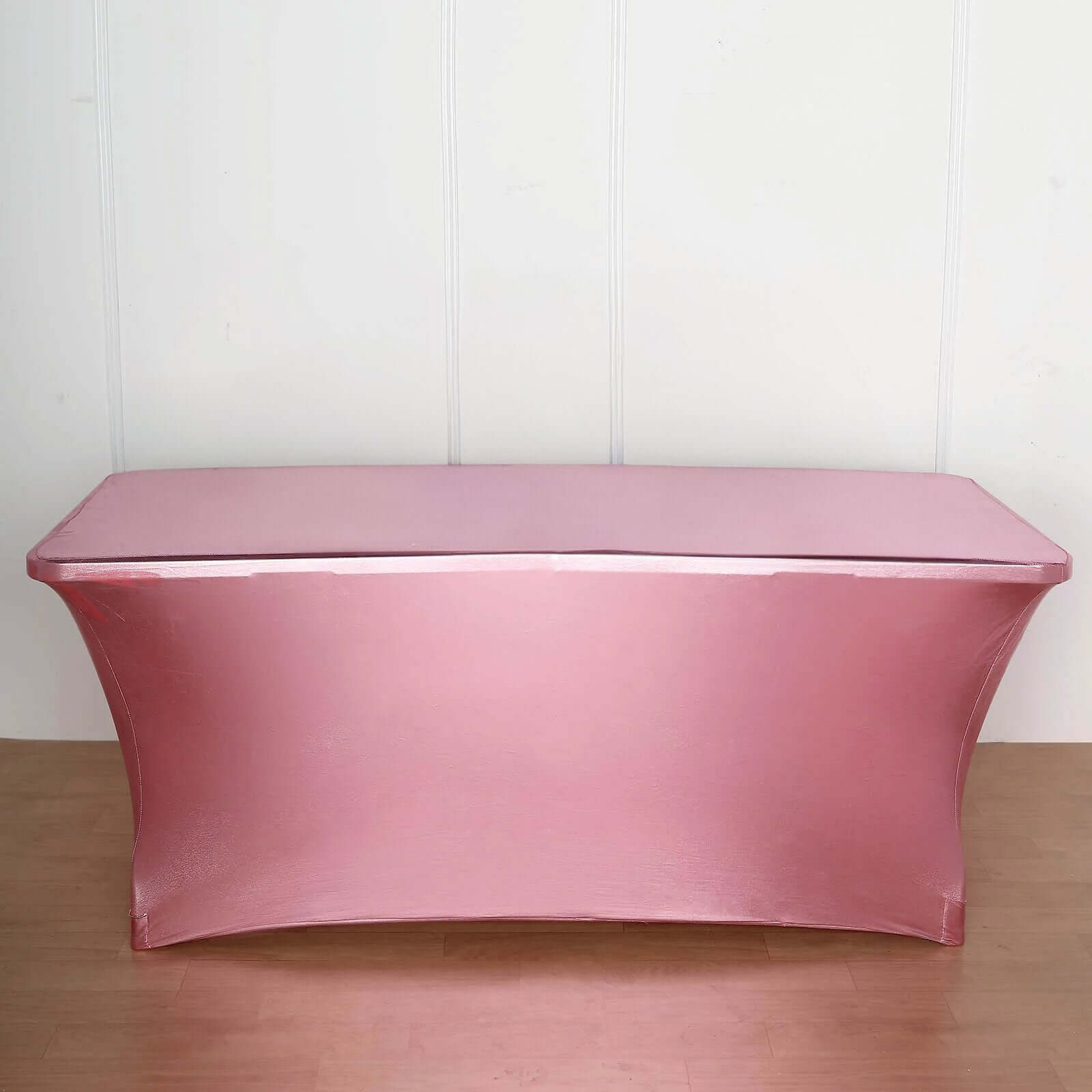 Hot Sale! 4-Way Stretch Metallic Rose Gold Spandex Tablecloth for 6FT Rectangular Tables
