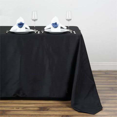 Wrinkle-Resistant Black Polyester Rectangle Tablecloth, 50x120