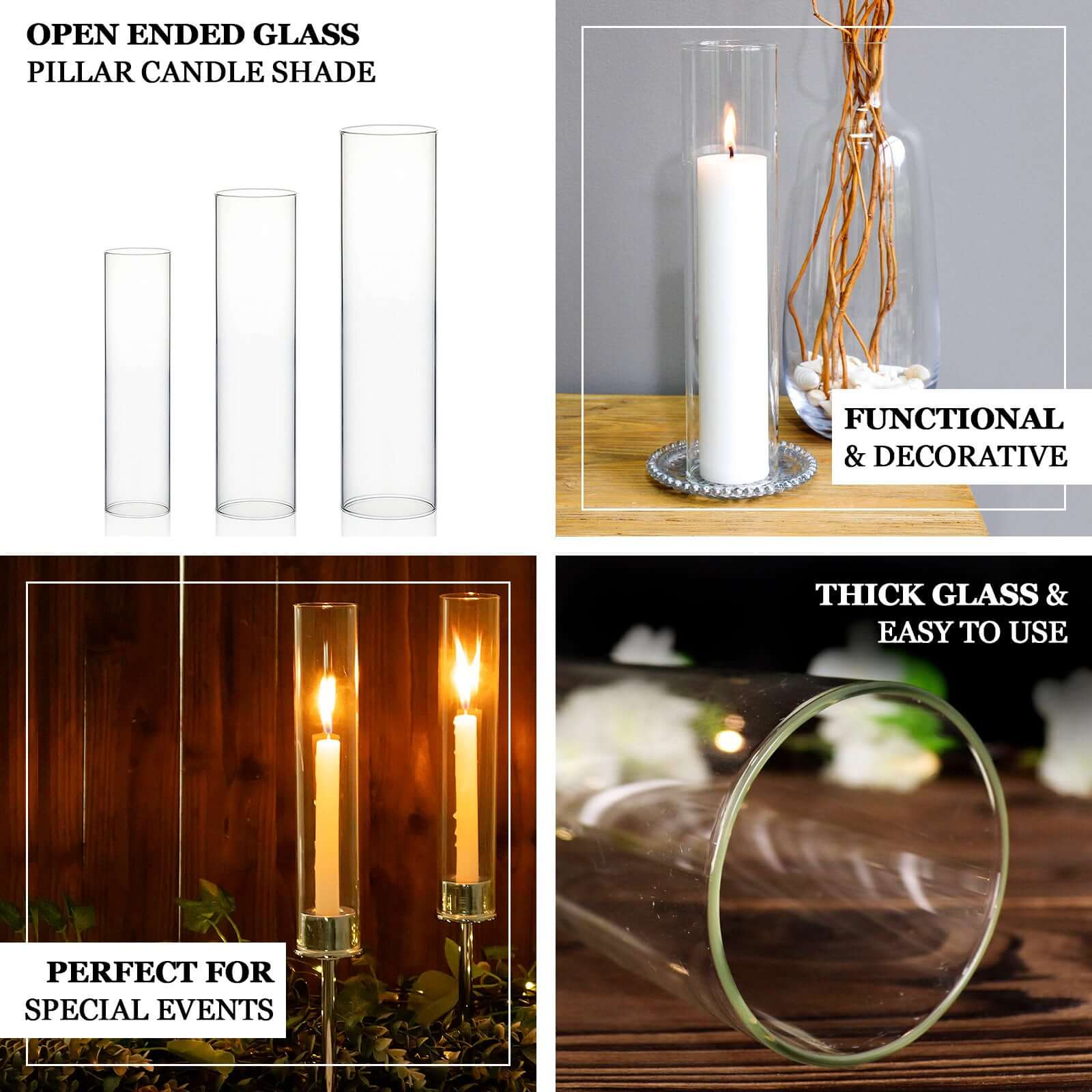 2-Pack Clear Glass Candelabra Shades - Ideal Table Centerpiece