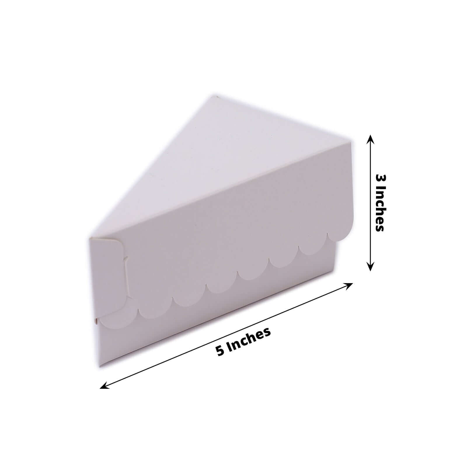 10-Pack Gold Decorative Scalloped Top Cardstock Triangle Cake Slice Boxes for Desserts & Party Favors