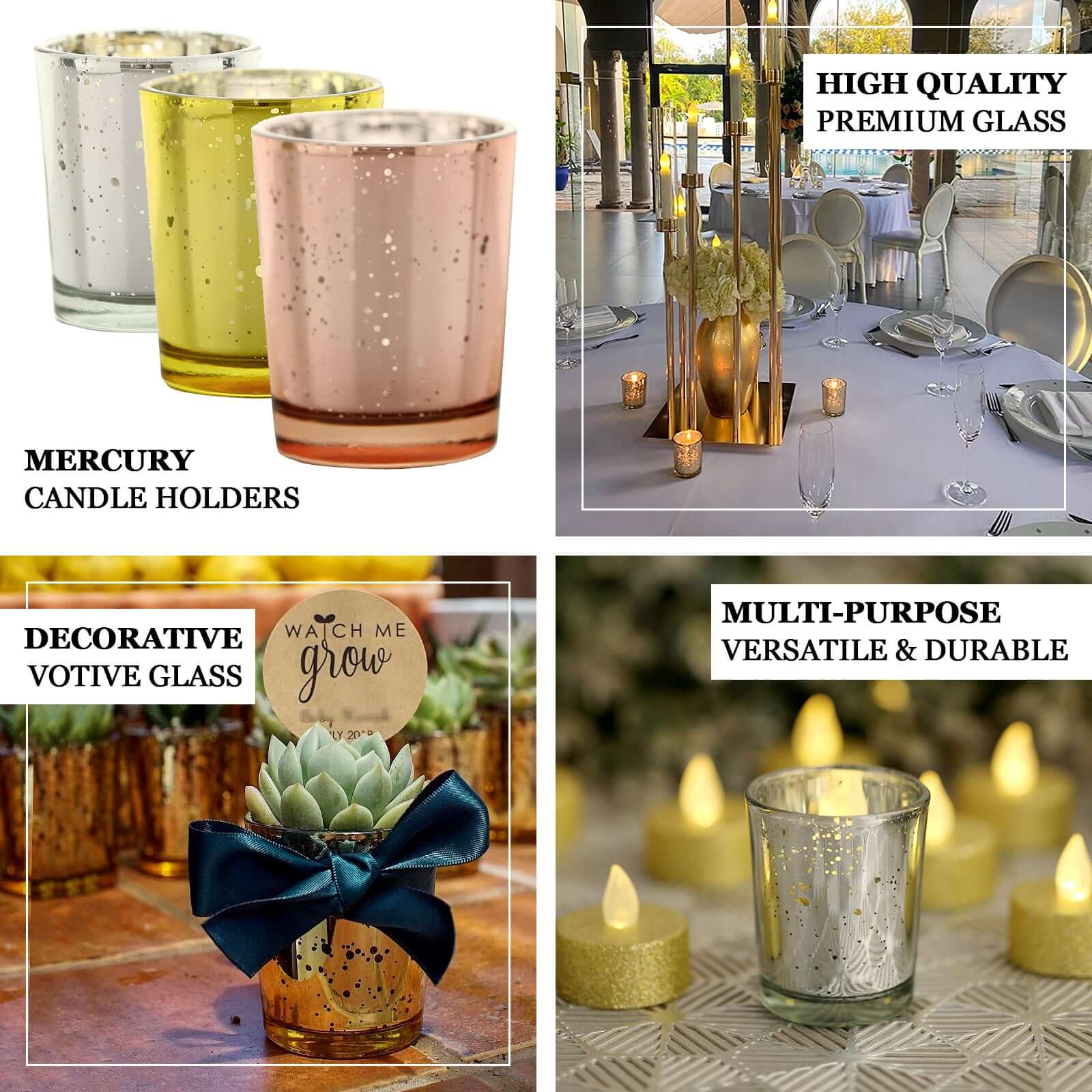 Hot Sale! 12-Pack Gold Speckled Mercury Glass Votive Tealight Holders